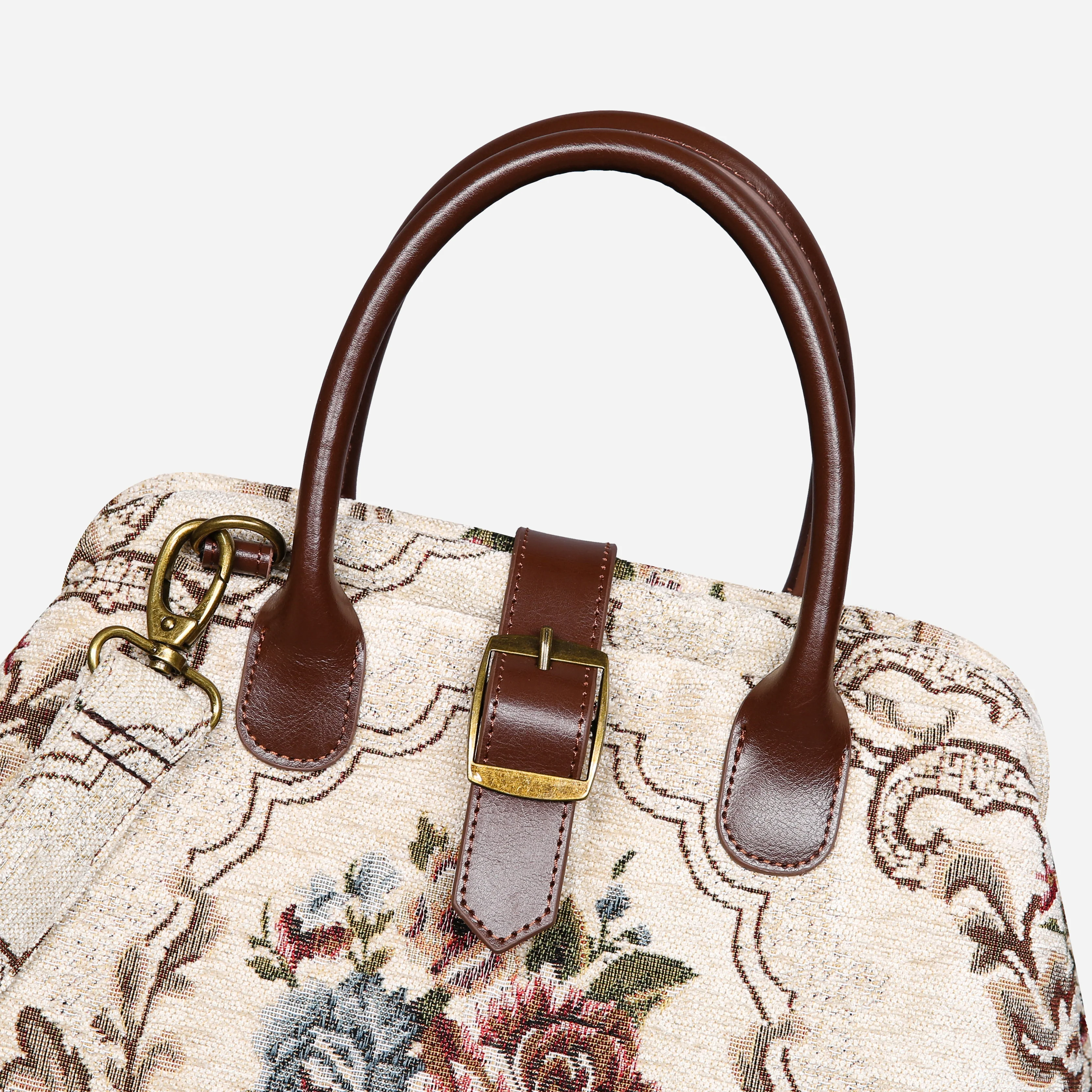 Floral Cream Carpet Handbag Purse - Image 6