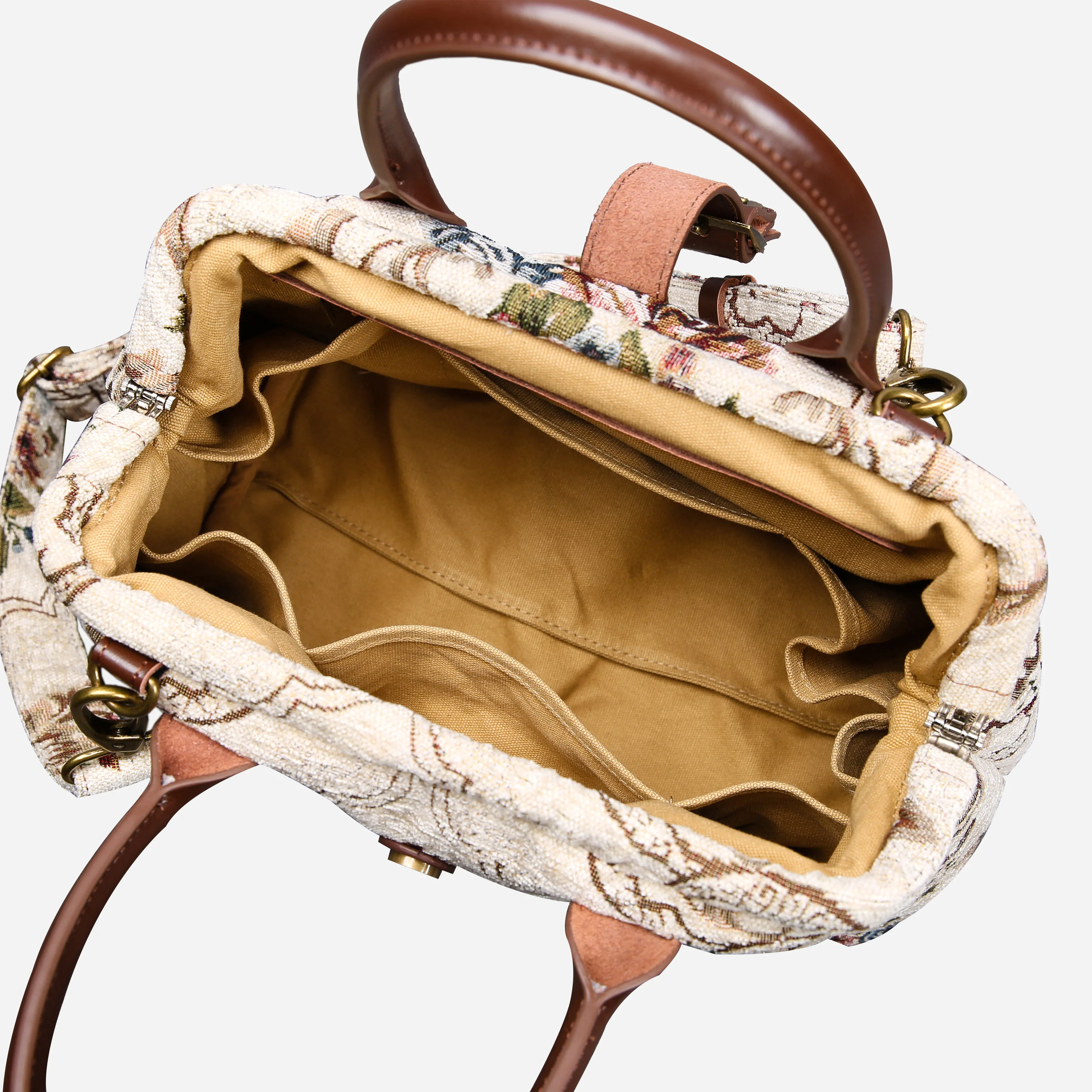 Floral Cream Carpet Handbag Purse - Image 8