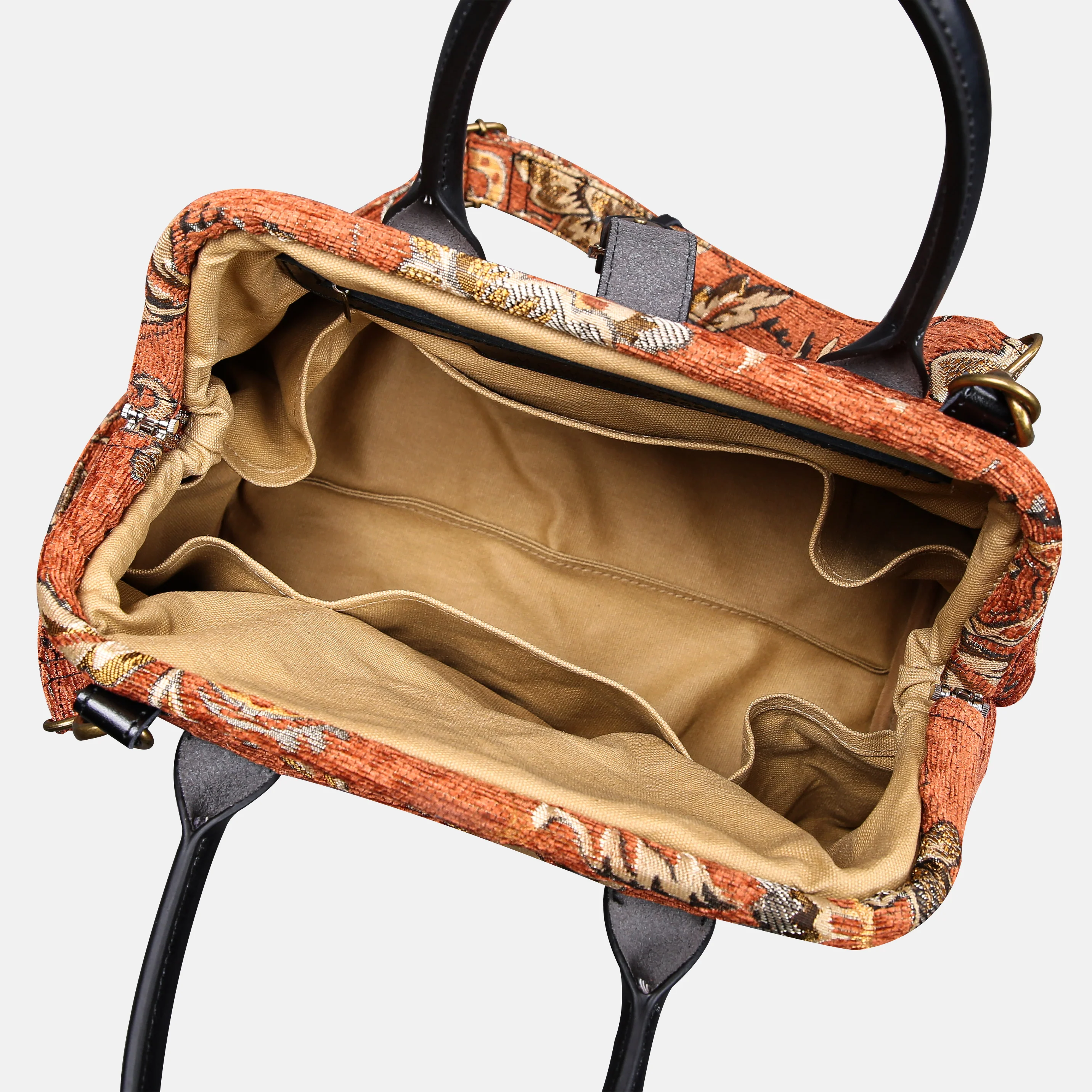 Floral Paisley Orange Carpet Handbag Purse - Image 6