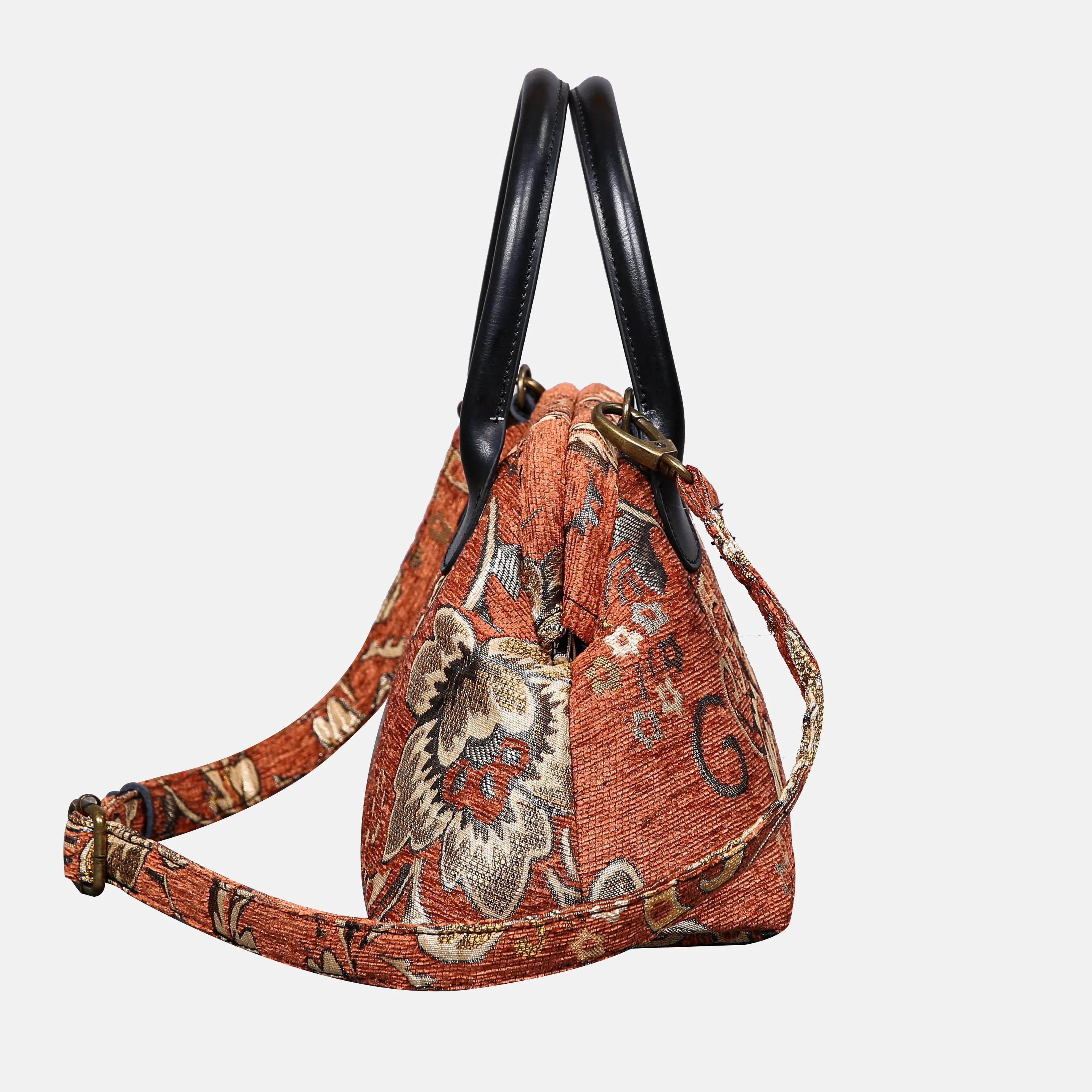 Floral Paisley Orange Carpet Satchel - Image 3