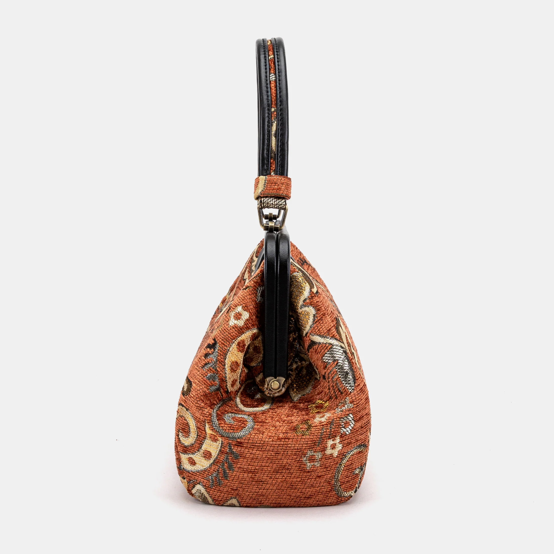 Floral Paisley Orange Top Handle Purse - Image 3