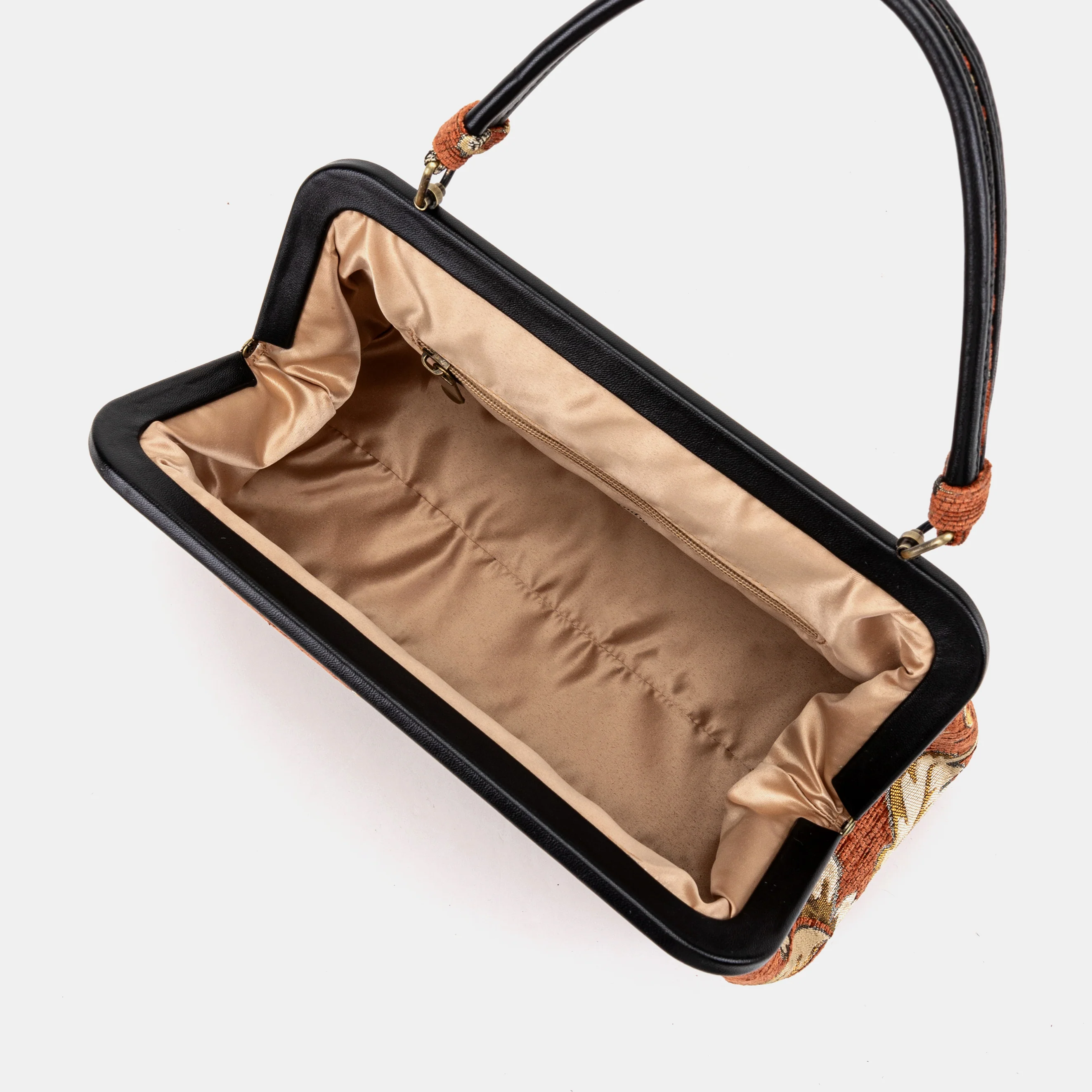 Floral Paisley Orange Top Handle Purse - Image 6
