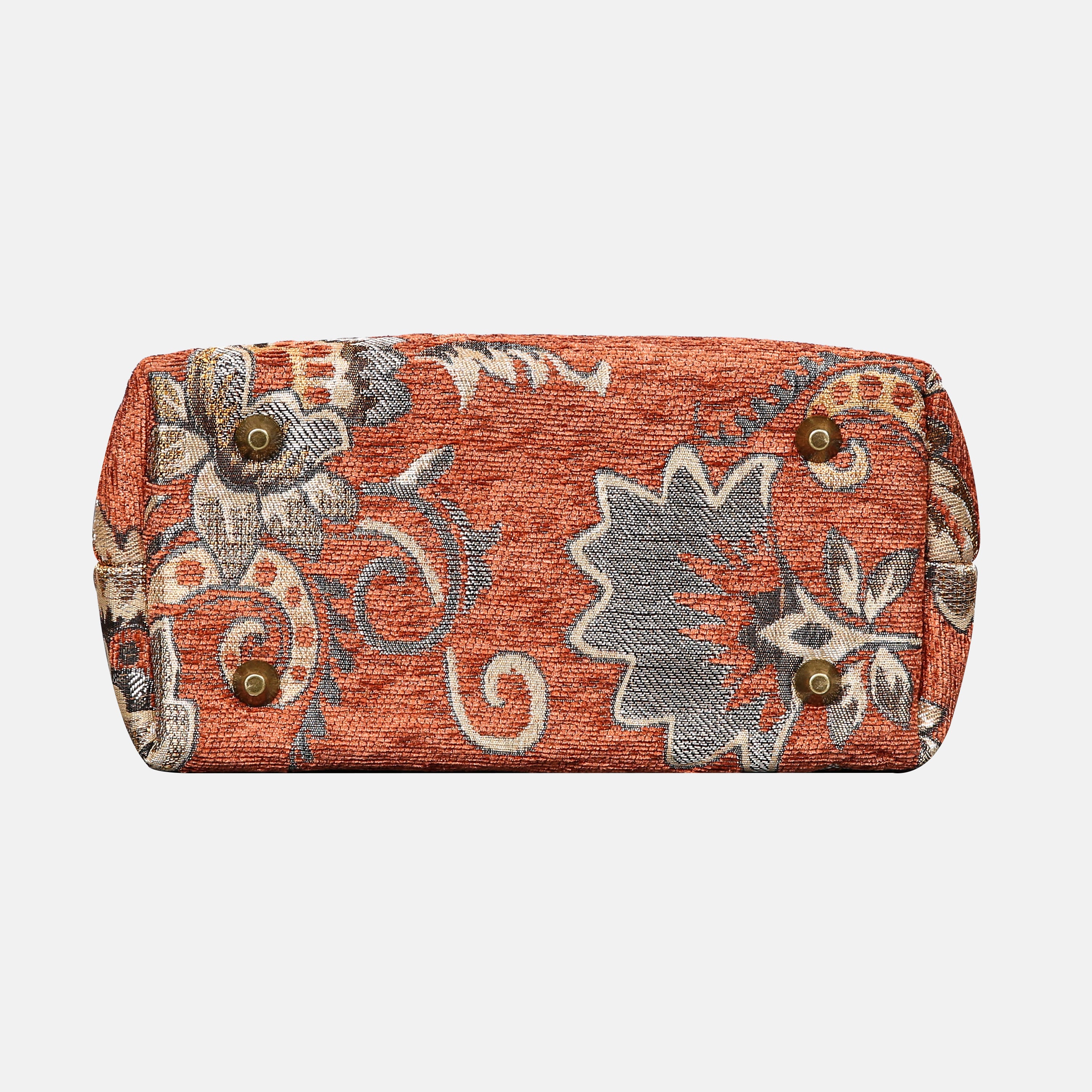 Floral Paisley Orange Tuck Lock Carpet Satchel - Image 5