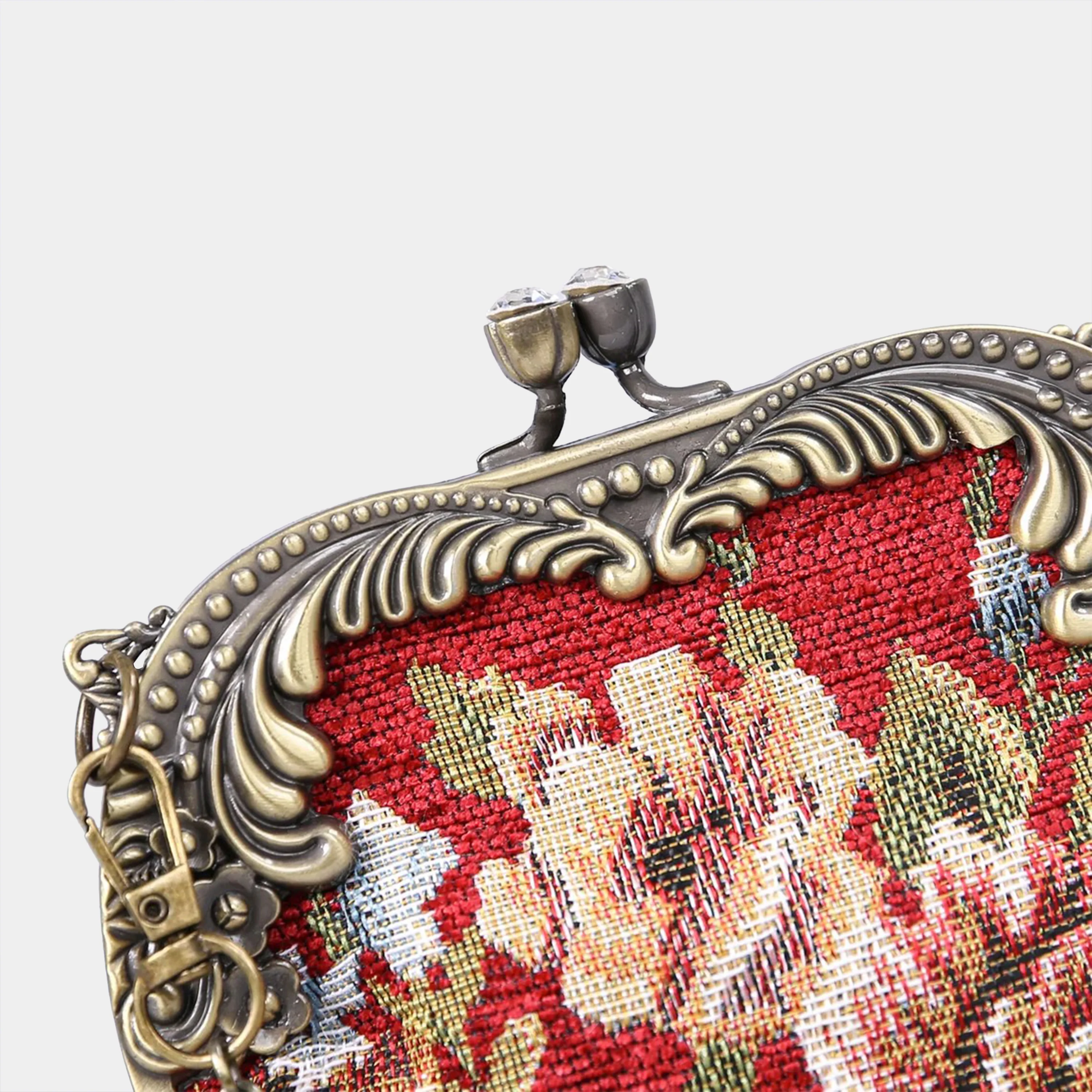 Floral Red Chatelaine Purse Medium - Image 5