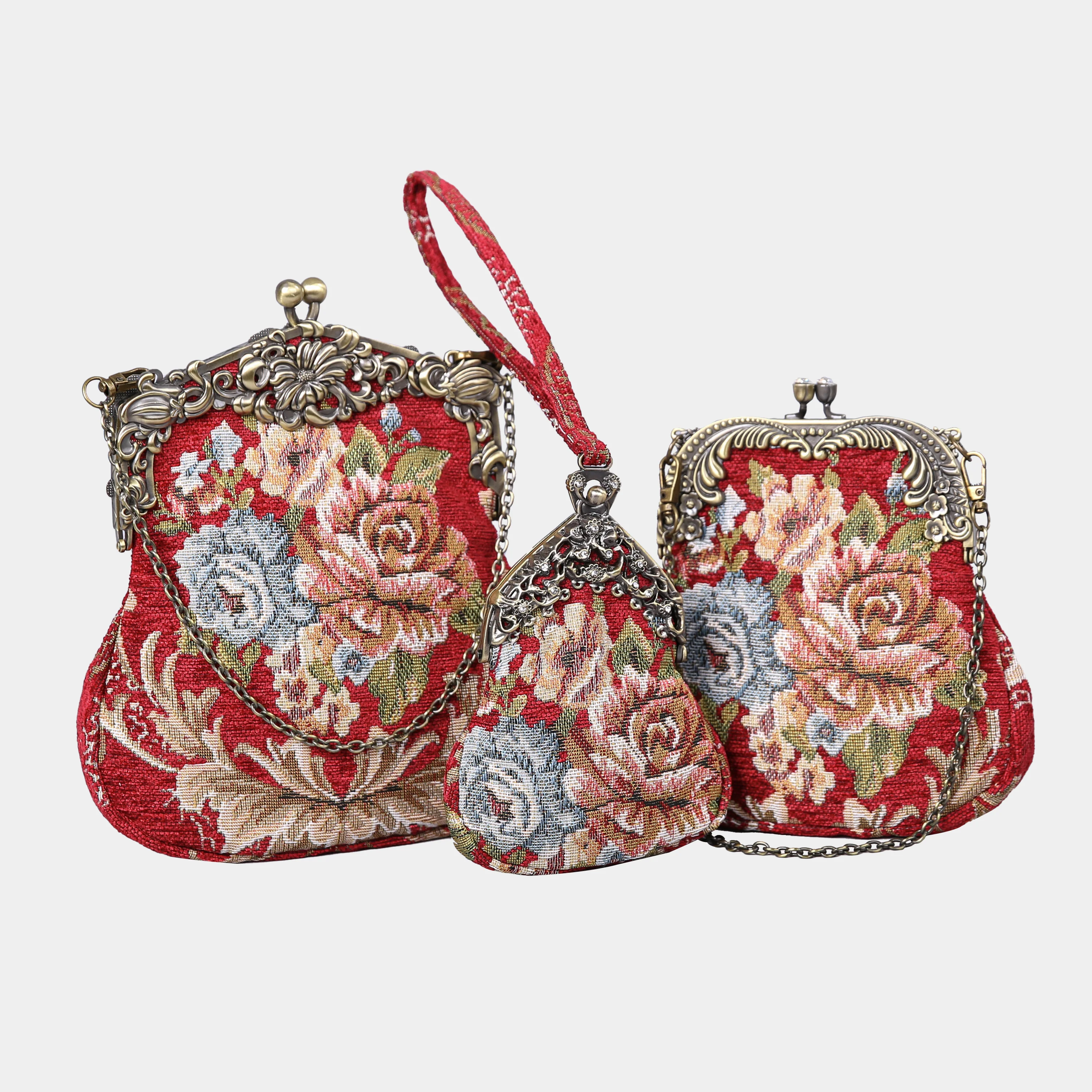 Floral Red Chatelaine Purse Medium - Image 7