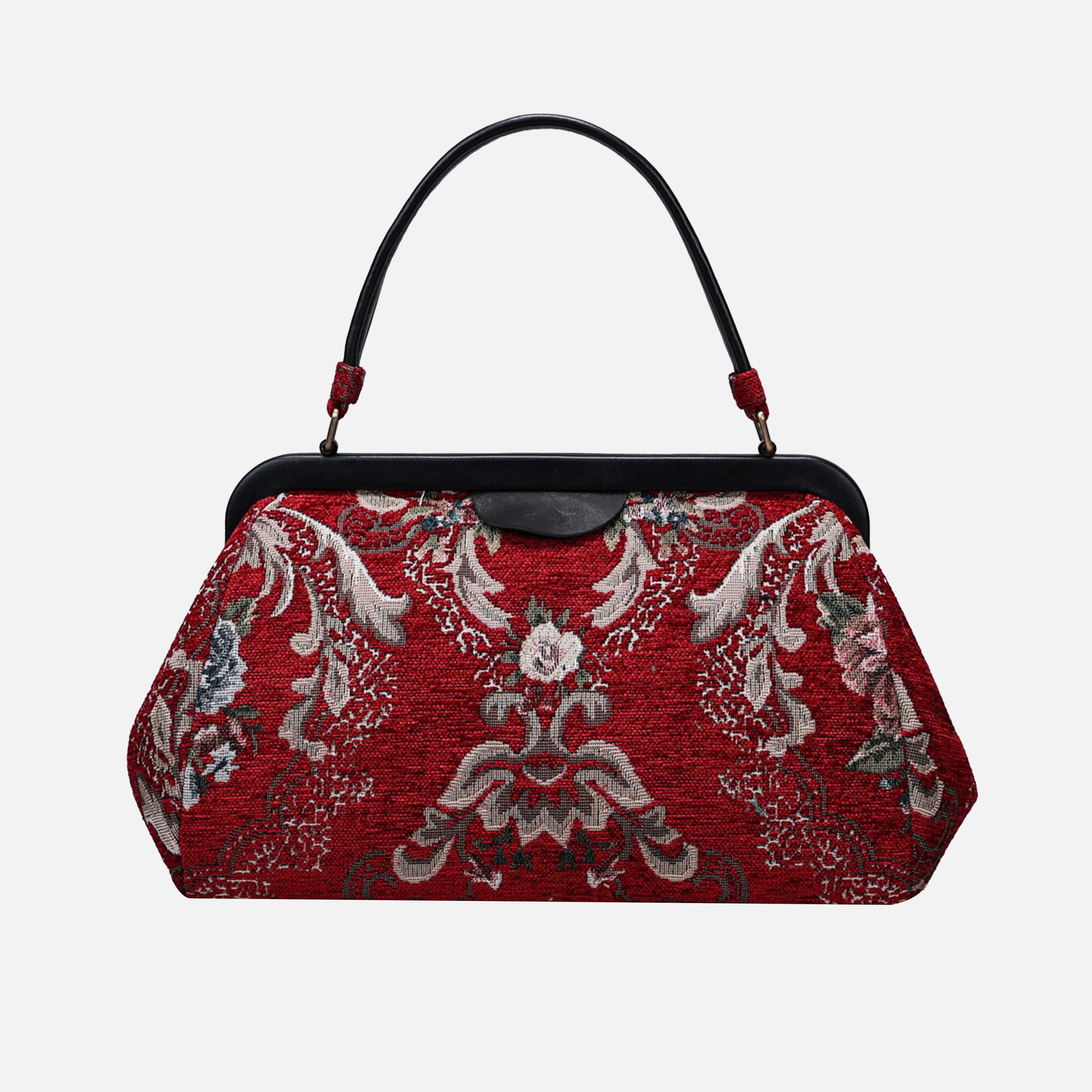Floral Red Top Handle Purse - Image 3