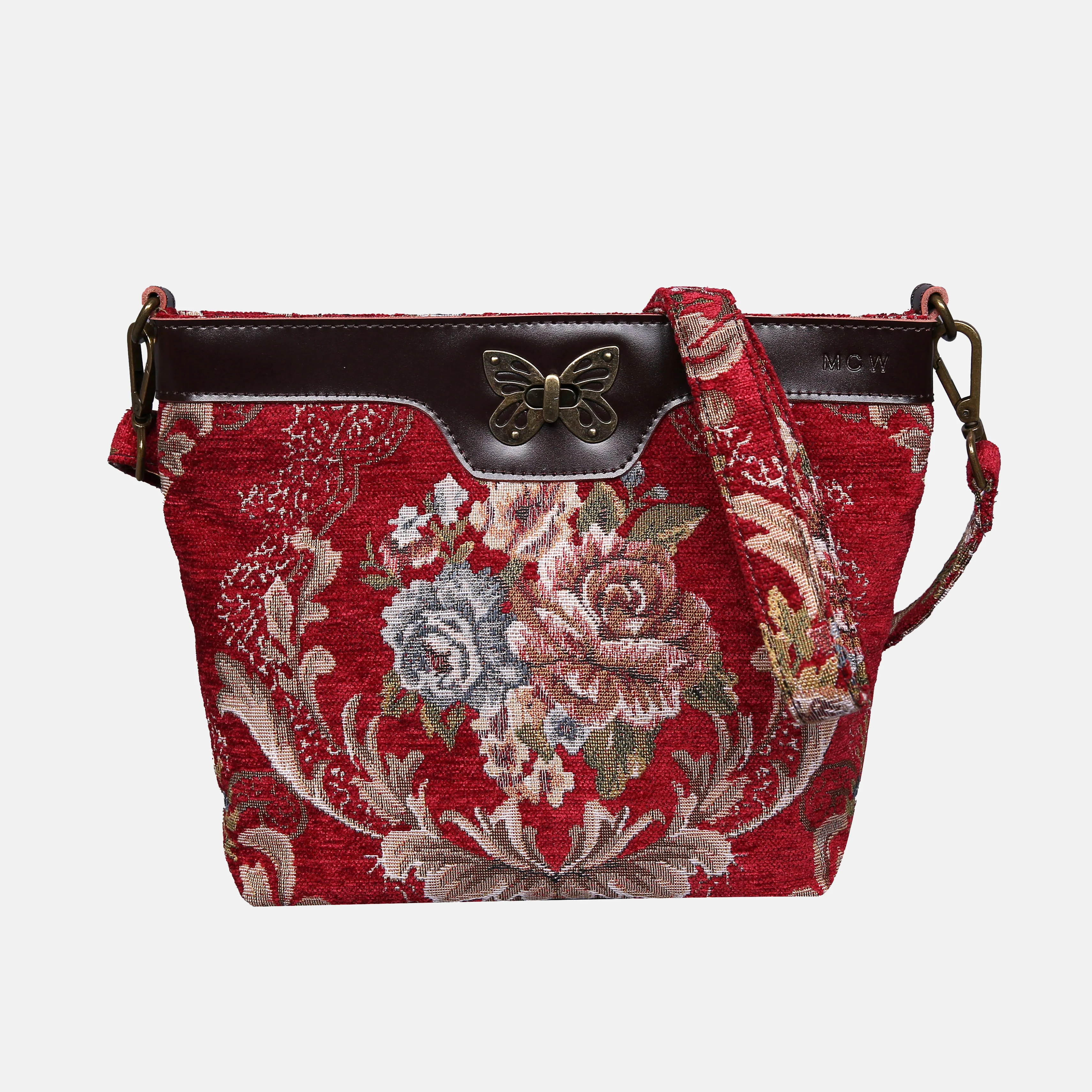 Floral Red Butterfly Crossbody Bag