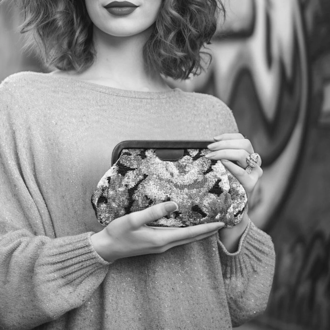Floral Red Evening Bag Clutch - Image 9