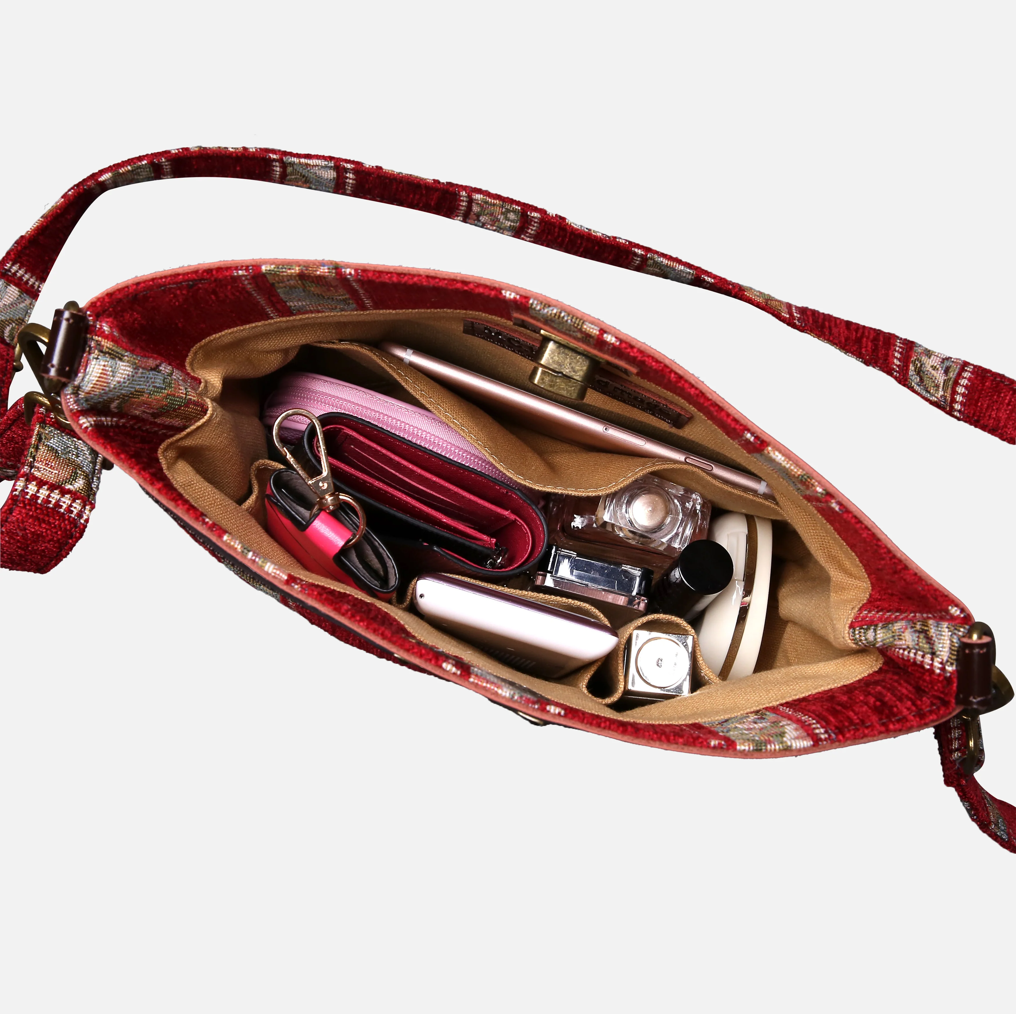 Floral Stripes Red Butterfly Crossbody Bag - Image 5