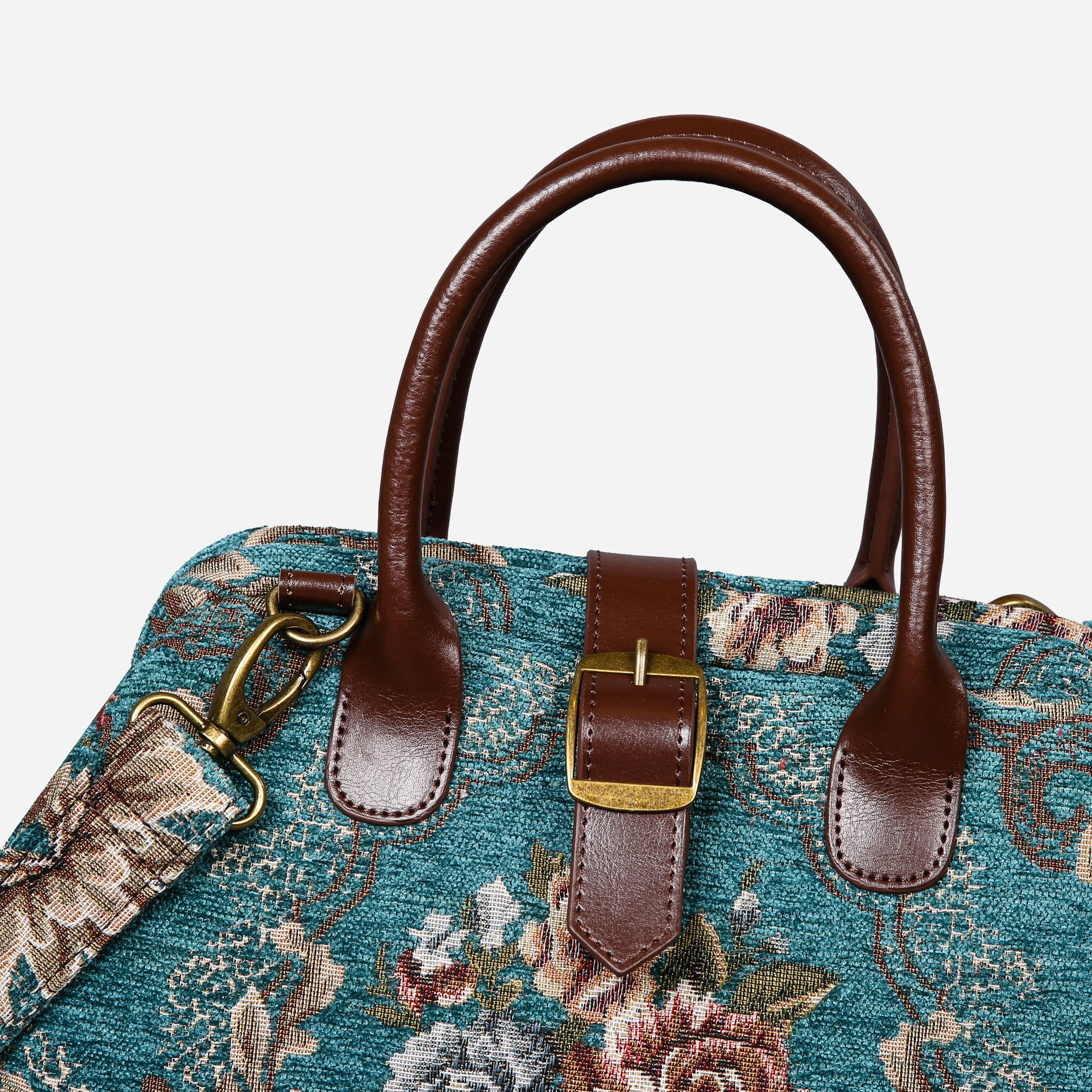 Floral Teal Carpet Handbag Purse - Image 6