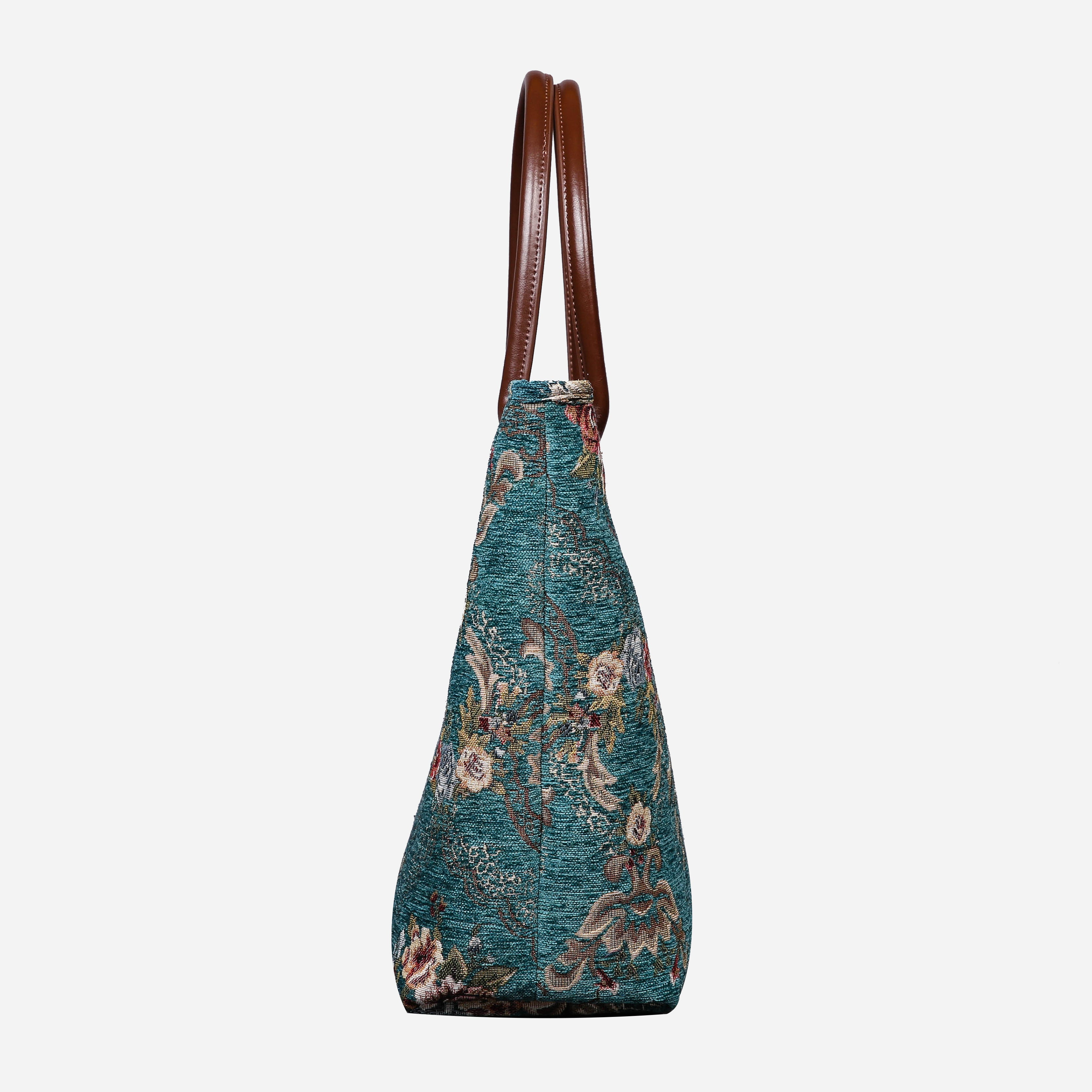 Floral Teal Carpet Tote Shopper - Image 2
