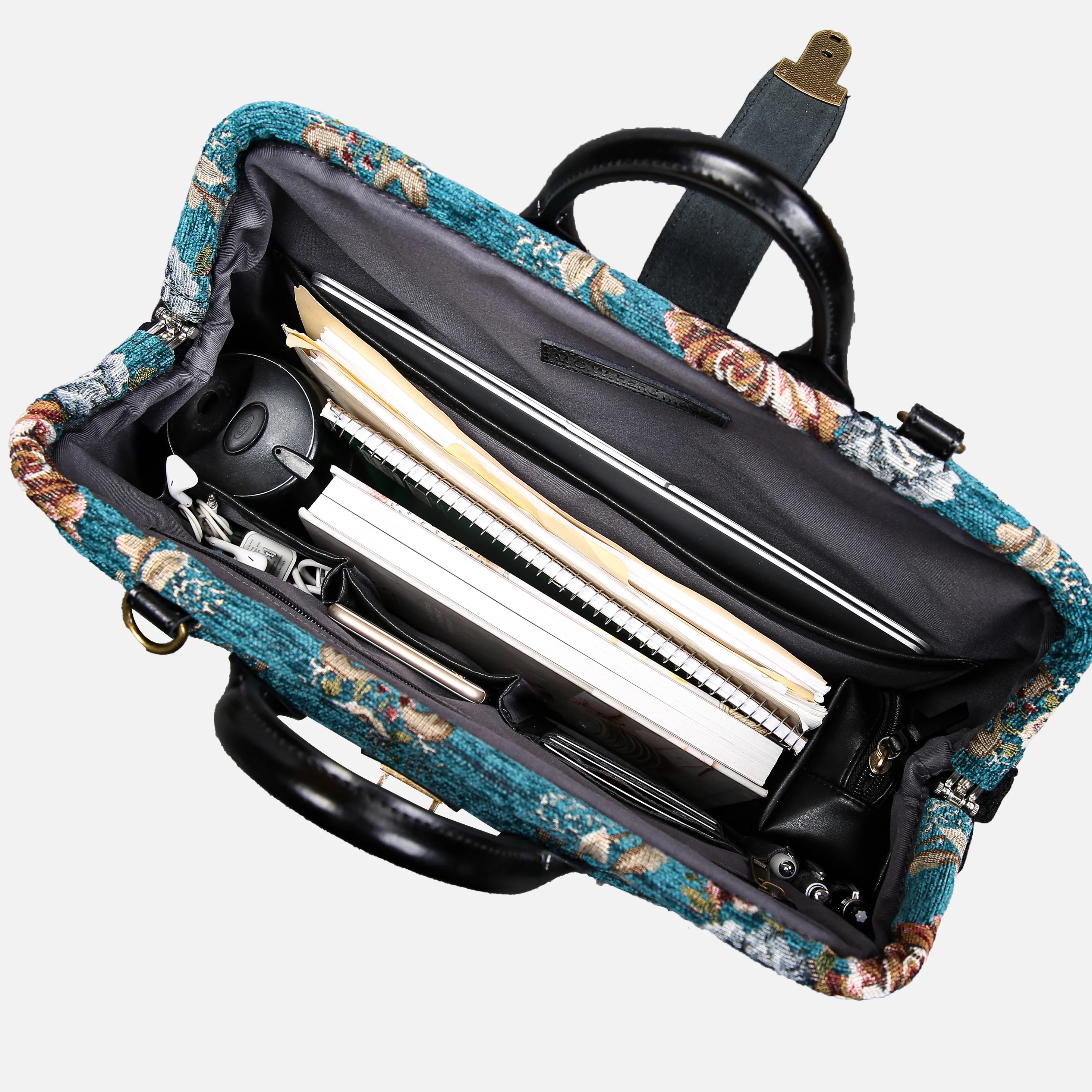 Floral Teal Laptop Work Bag - Image 6