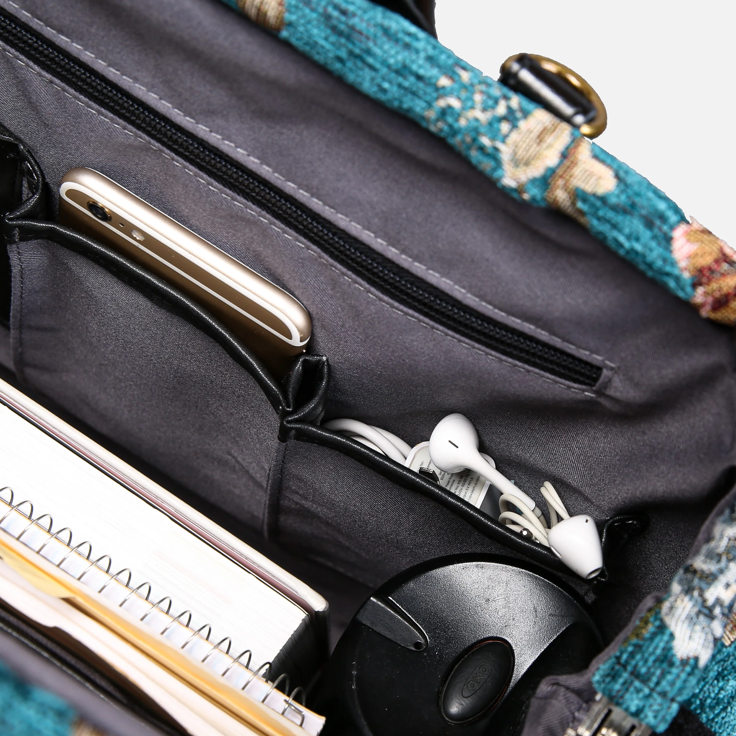Floral Teal Laptop Work Bag - Image 9