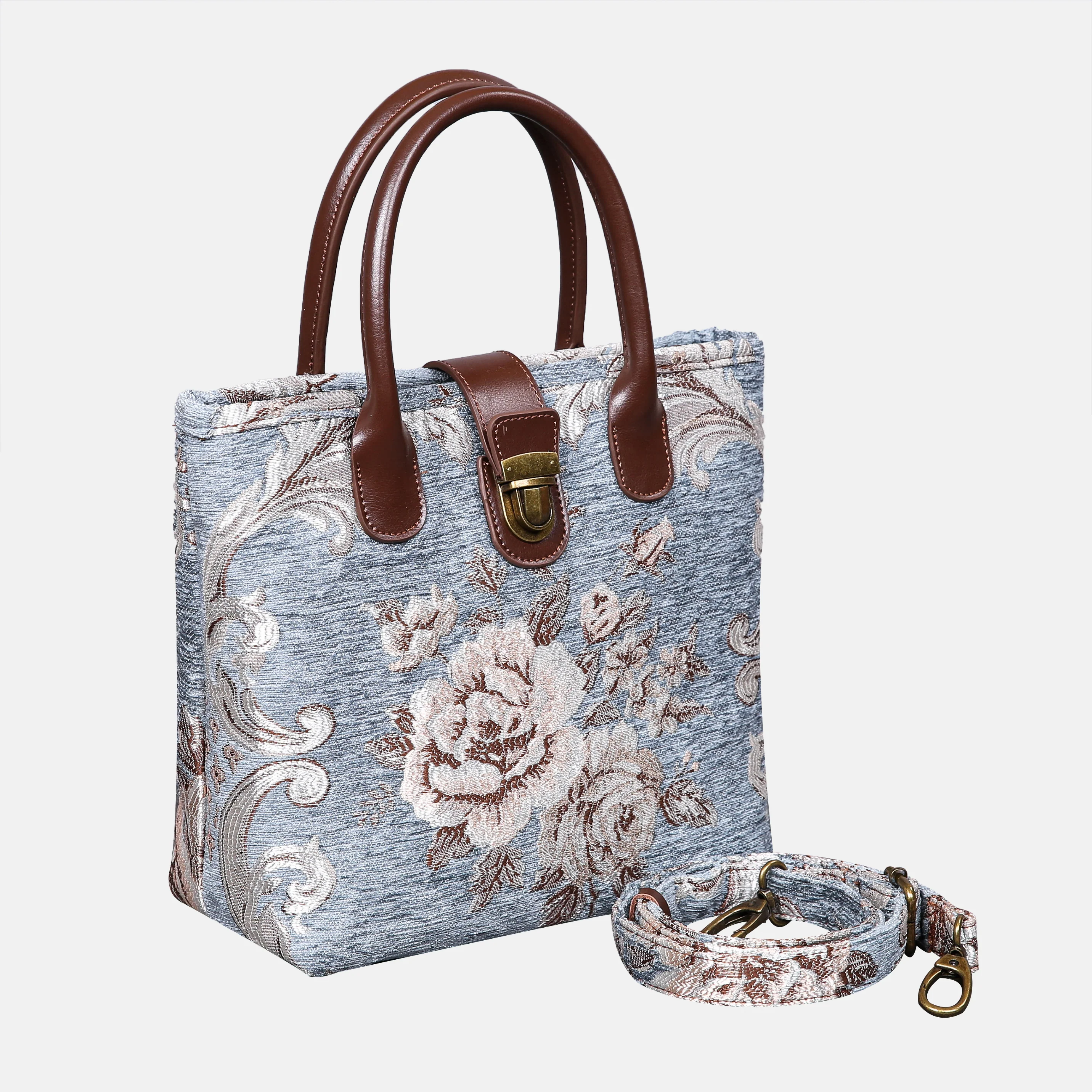 Floral Windy Blue Tuck Lock Carpet Satchel - Image 2