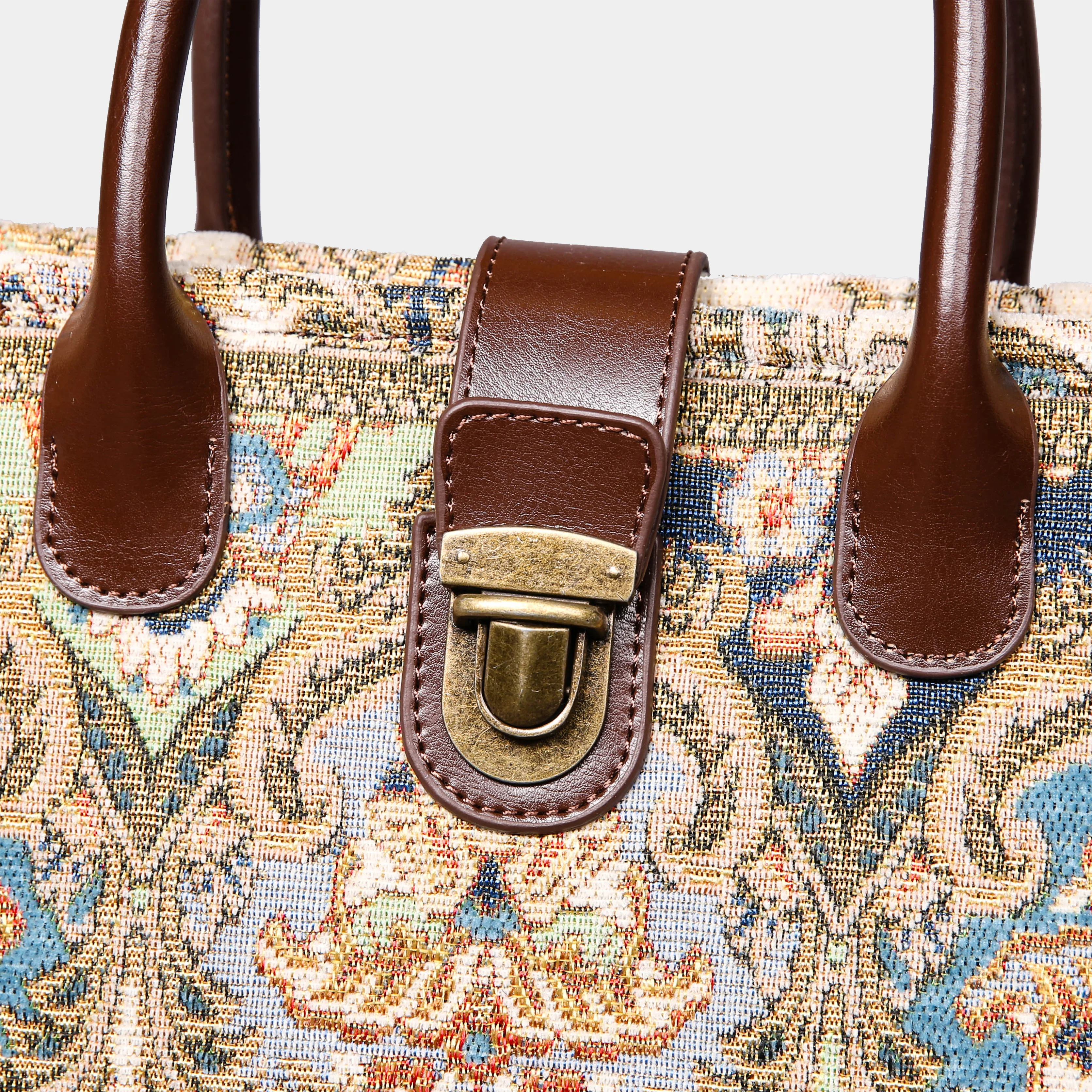 Golden Age Blue Tuck Lock Carpet Satchel - Image 4