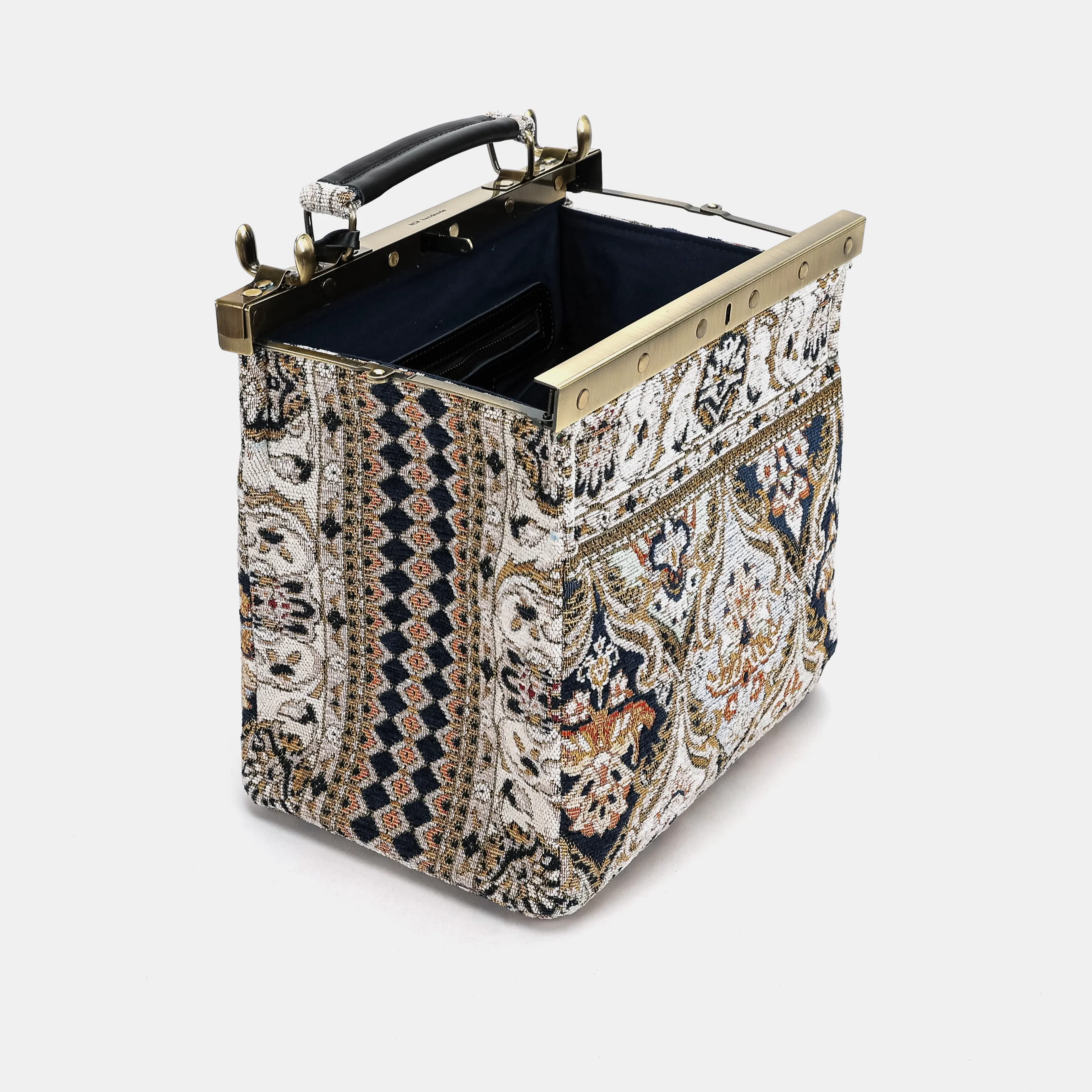 Golden Age Navy Cecile Carpet Purse Gladstone Bag - Image 9