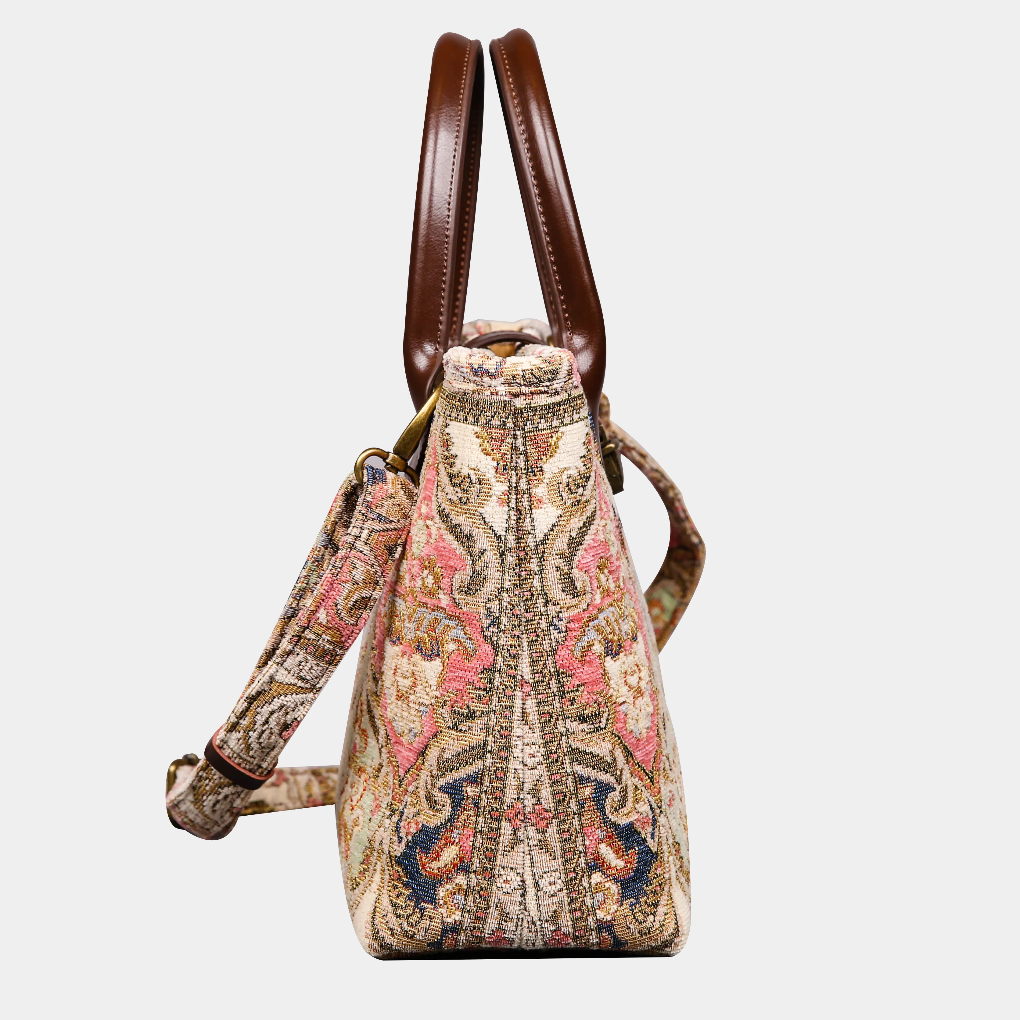 Golden Age Pink Tuck Lock Carpet Satchel - Image 3