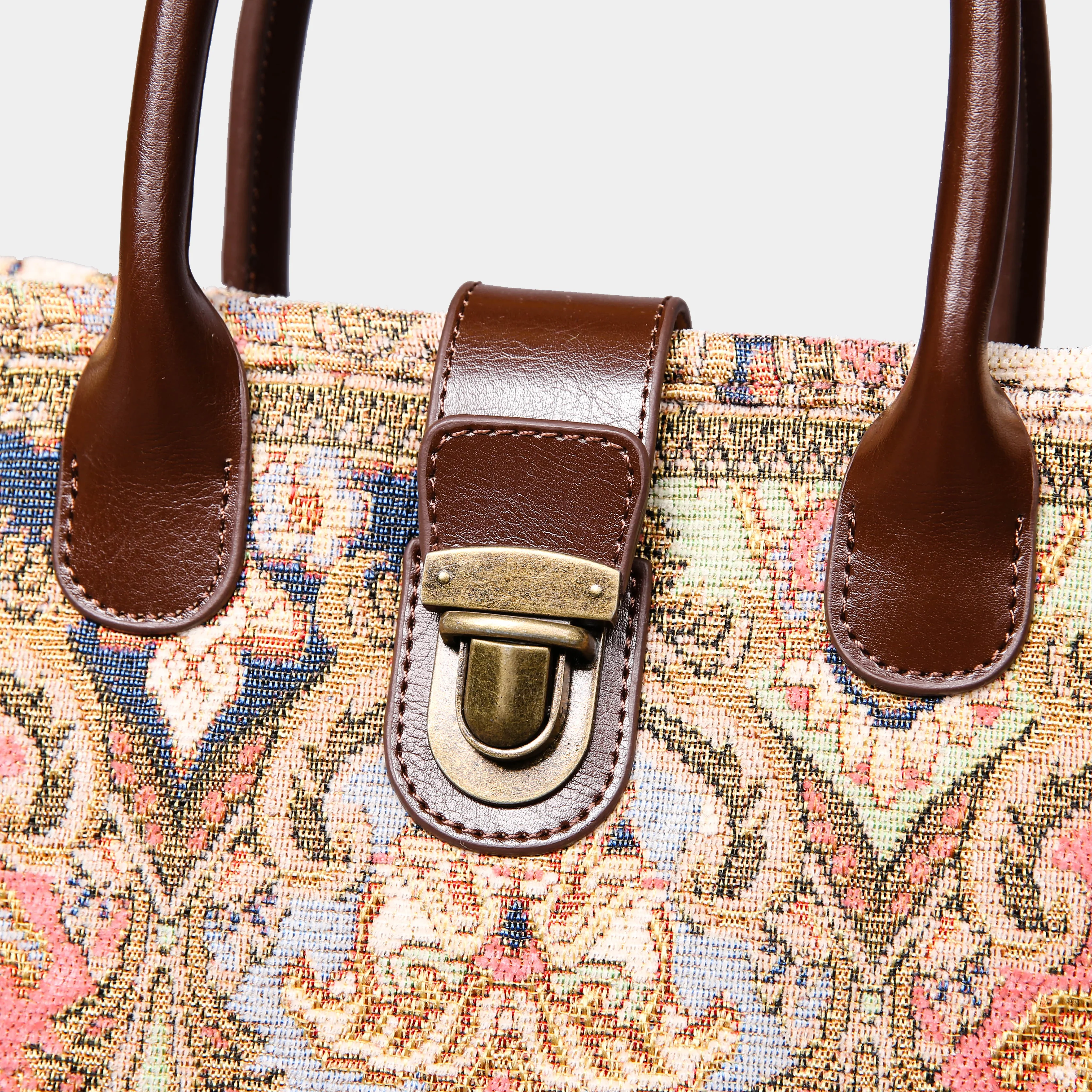Golden Age Pink Tuck Lock Carpet Satchel - Image 4