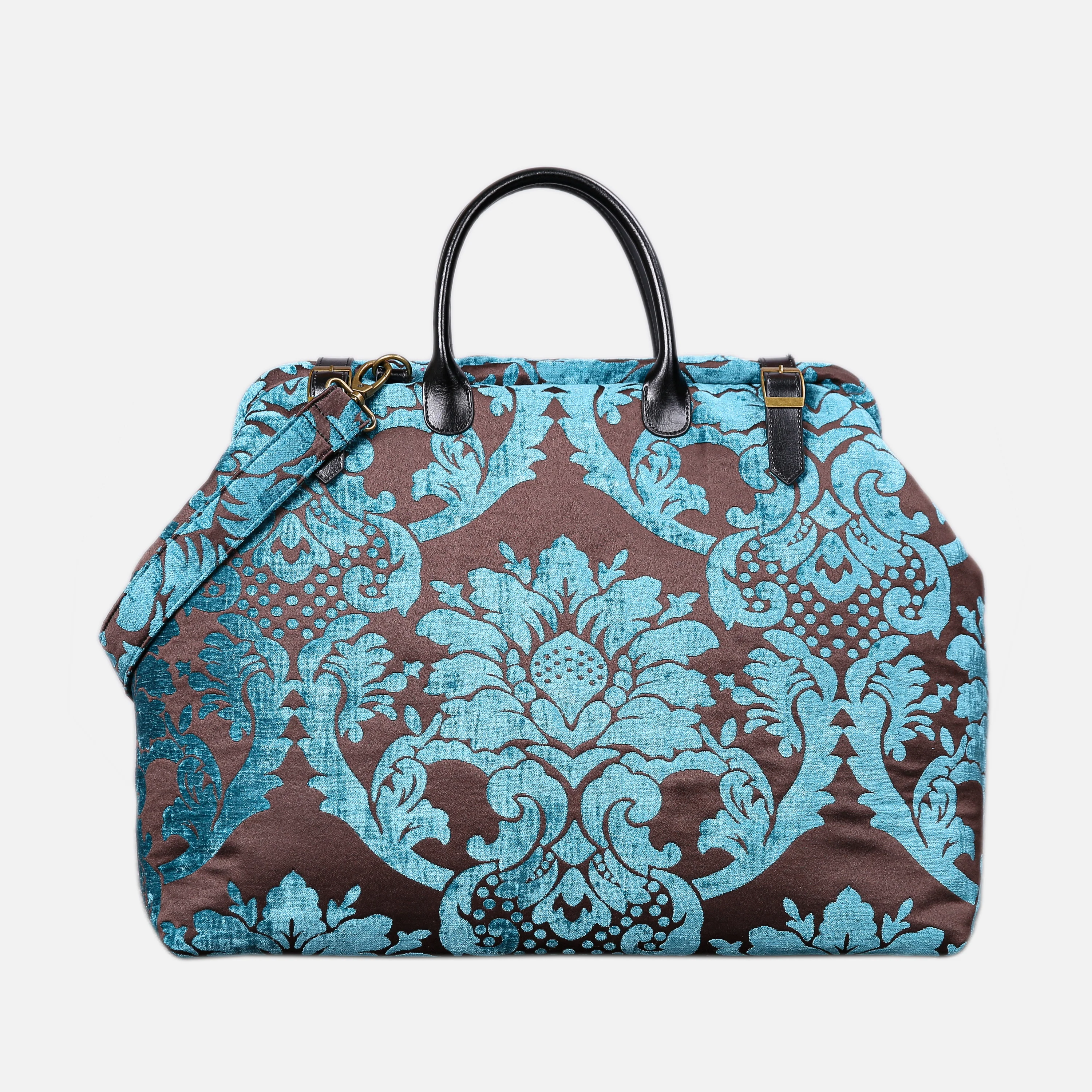 Luxury Damask Blue Large Carpetbag