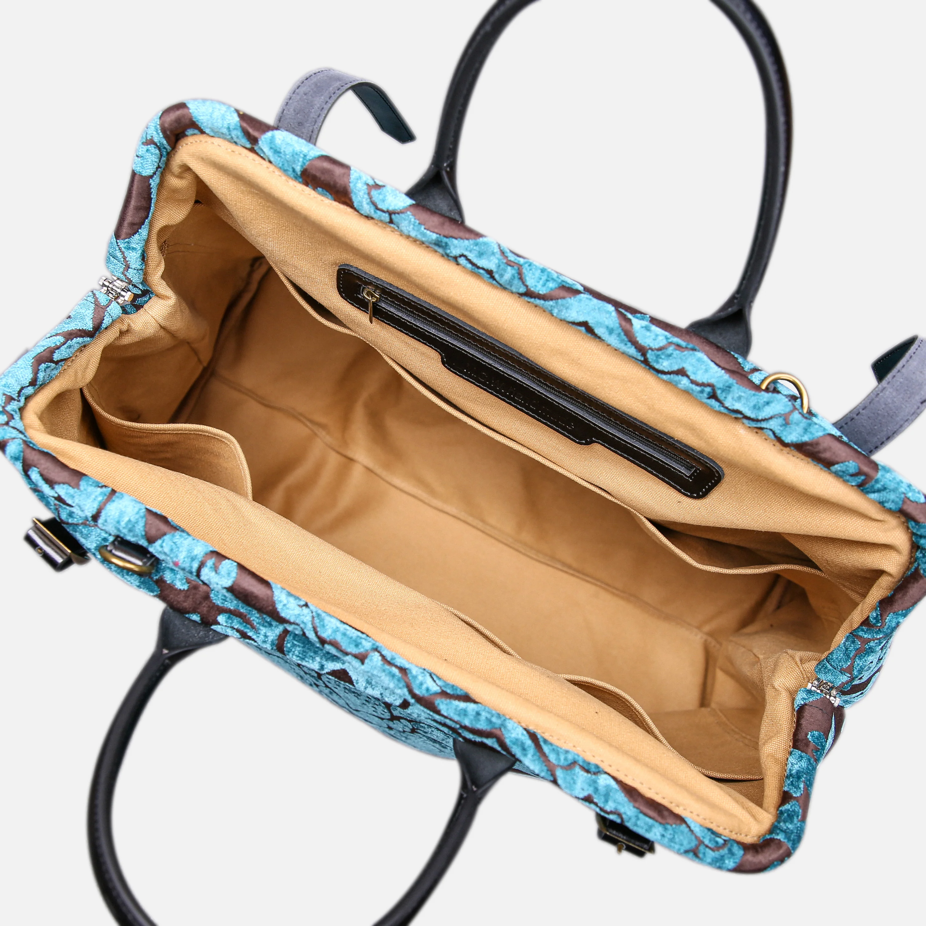 Luxury Damask Blue Large Carpetbag - Image 6