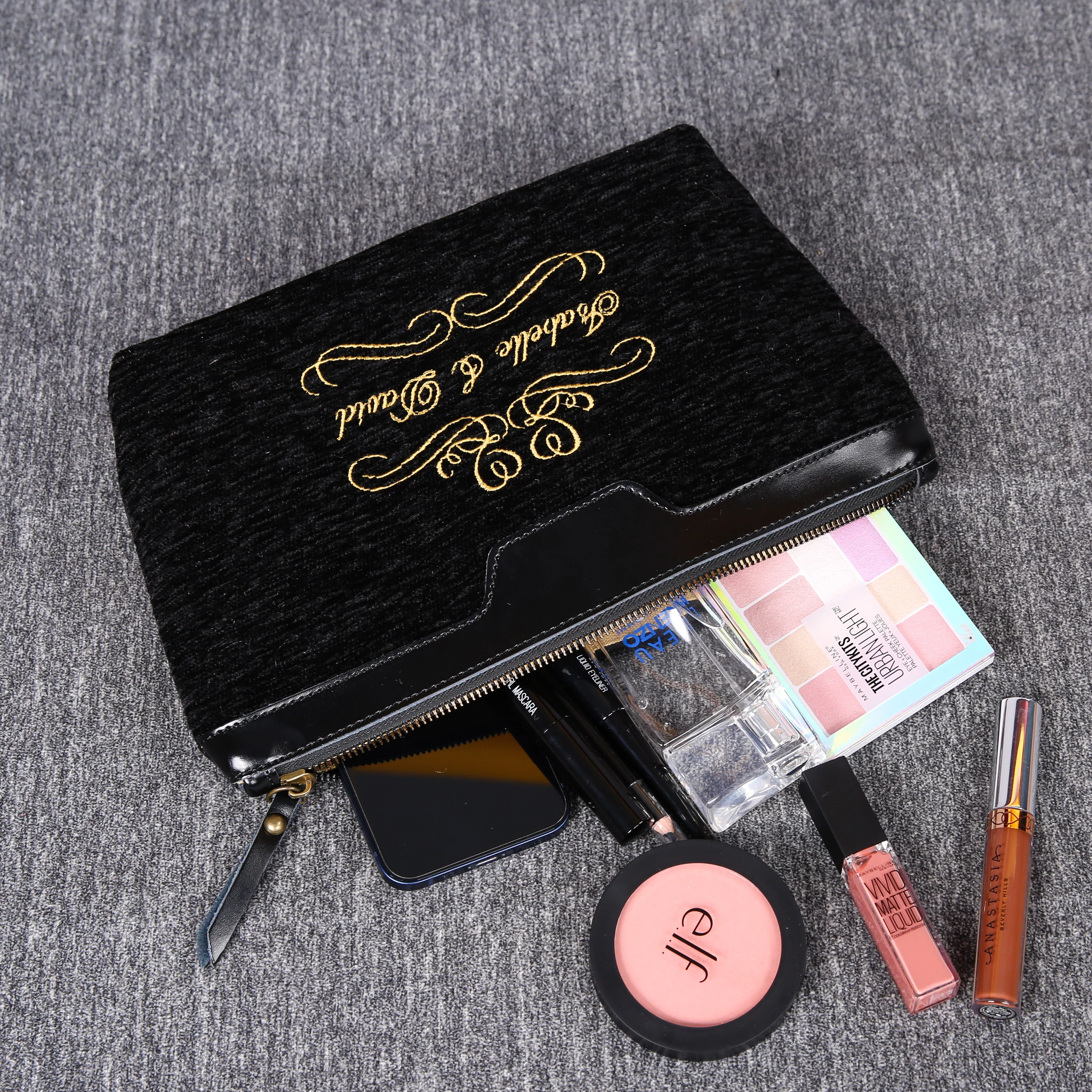 Luxury Monogrammed Black Make up Bag - Image 7