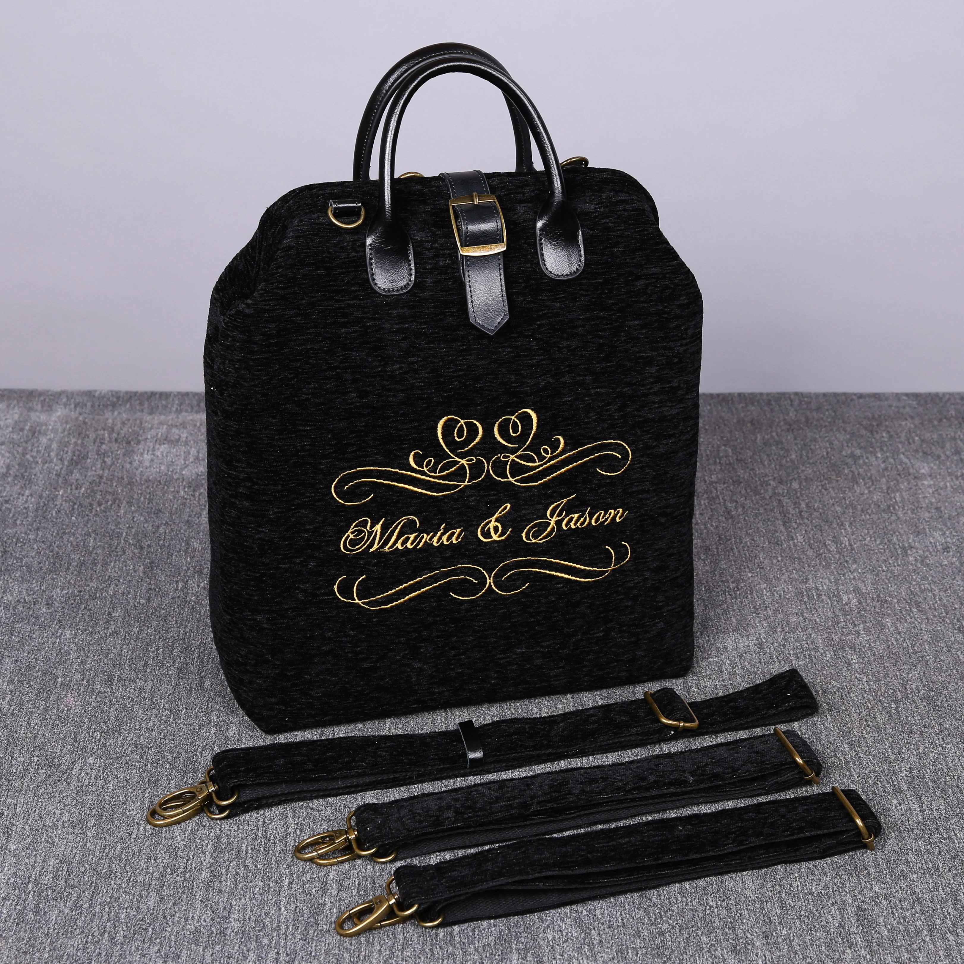 Luxury Monogrammed Black Multi-Functional Backpack