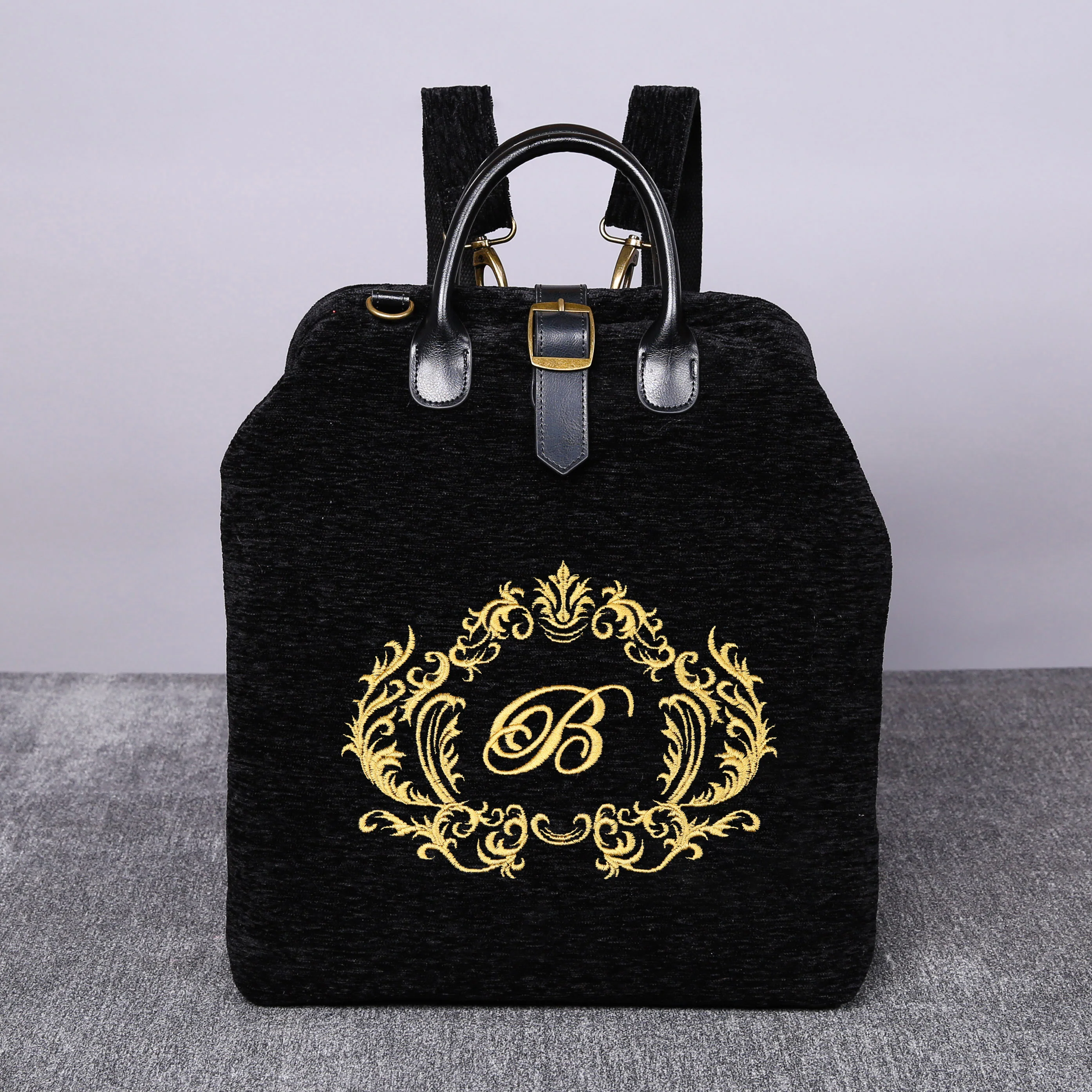 Luxury Monogrammed Black Multi-Functional Backpack - Image 2