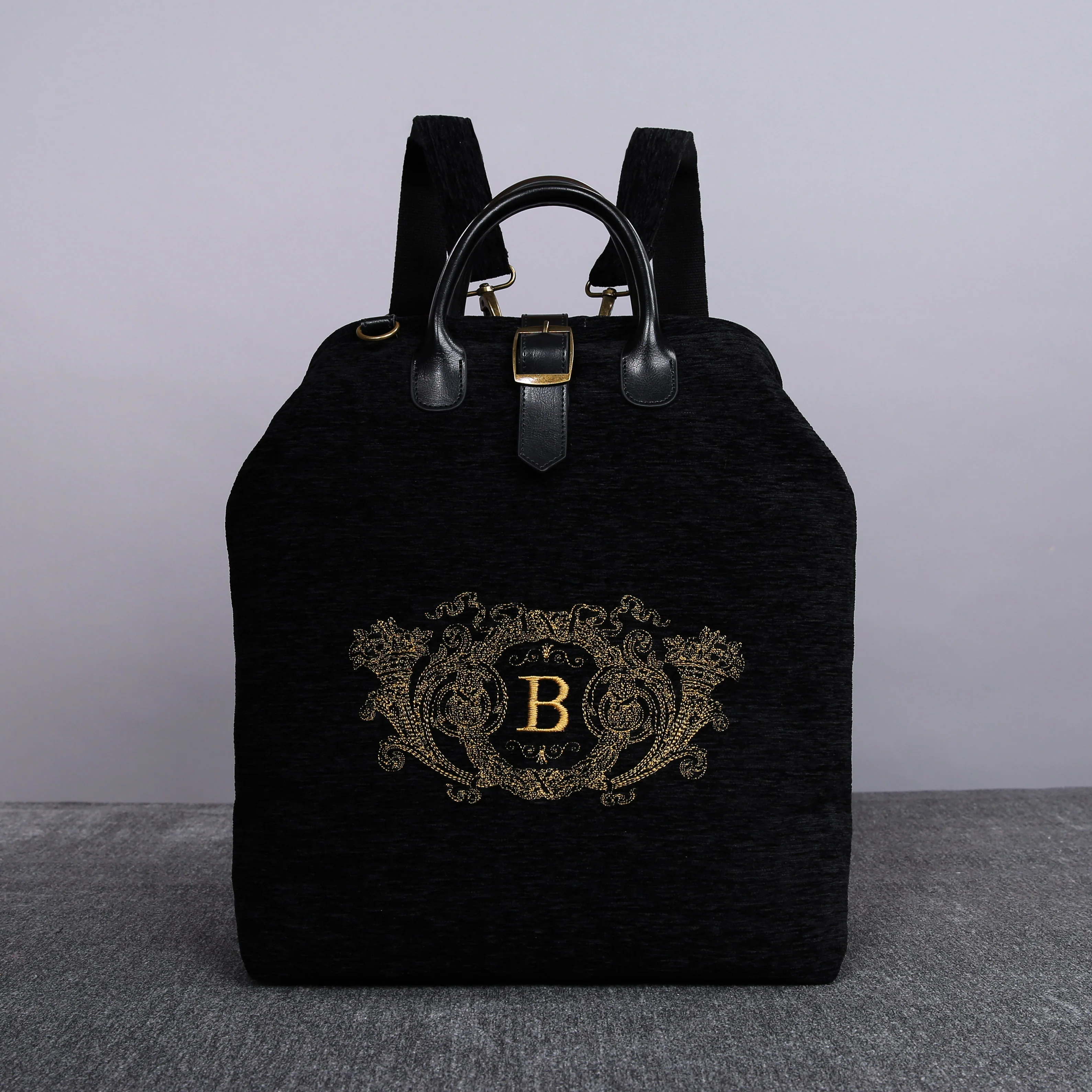Luxury Monogrammed Black Multi-Functional Backpack - Image 3