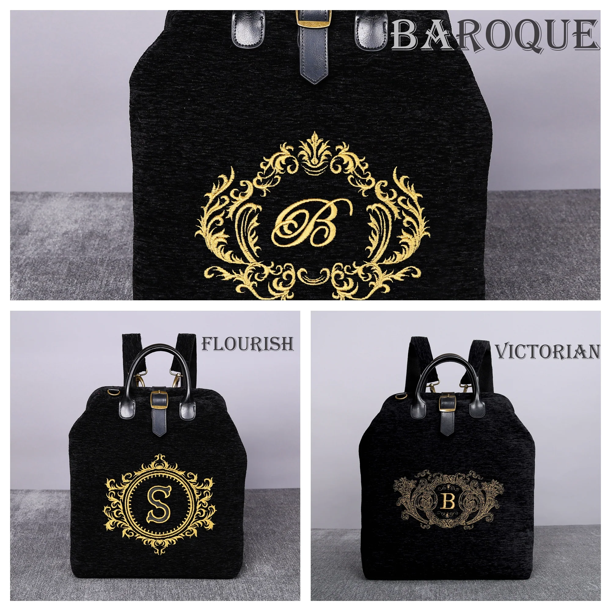 Luxury Monogrammed Black Multi-Functional Backpack - Image 4
