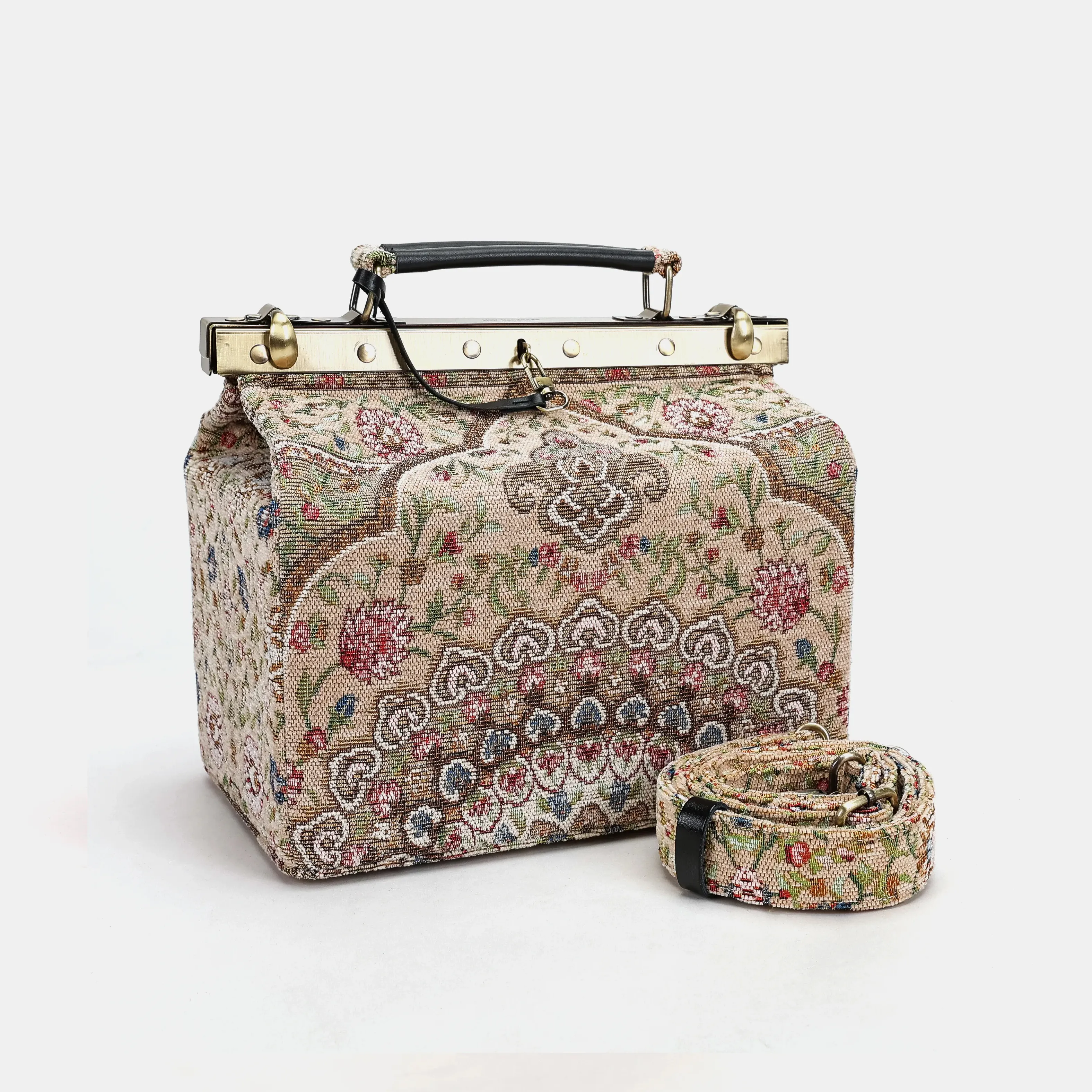 Oriental Beige Vivienne Carpet Purse Gladstone Bag - Image 5