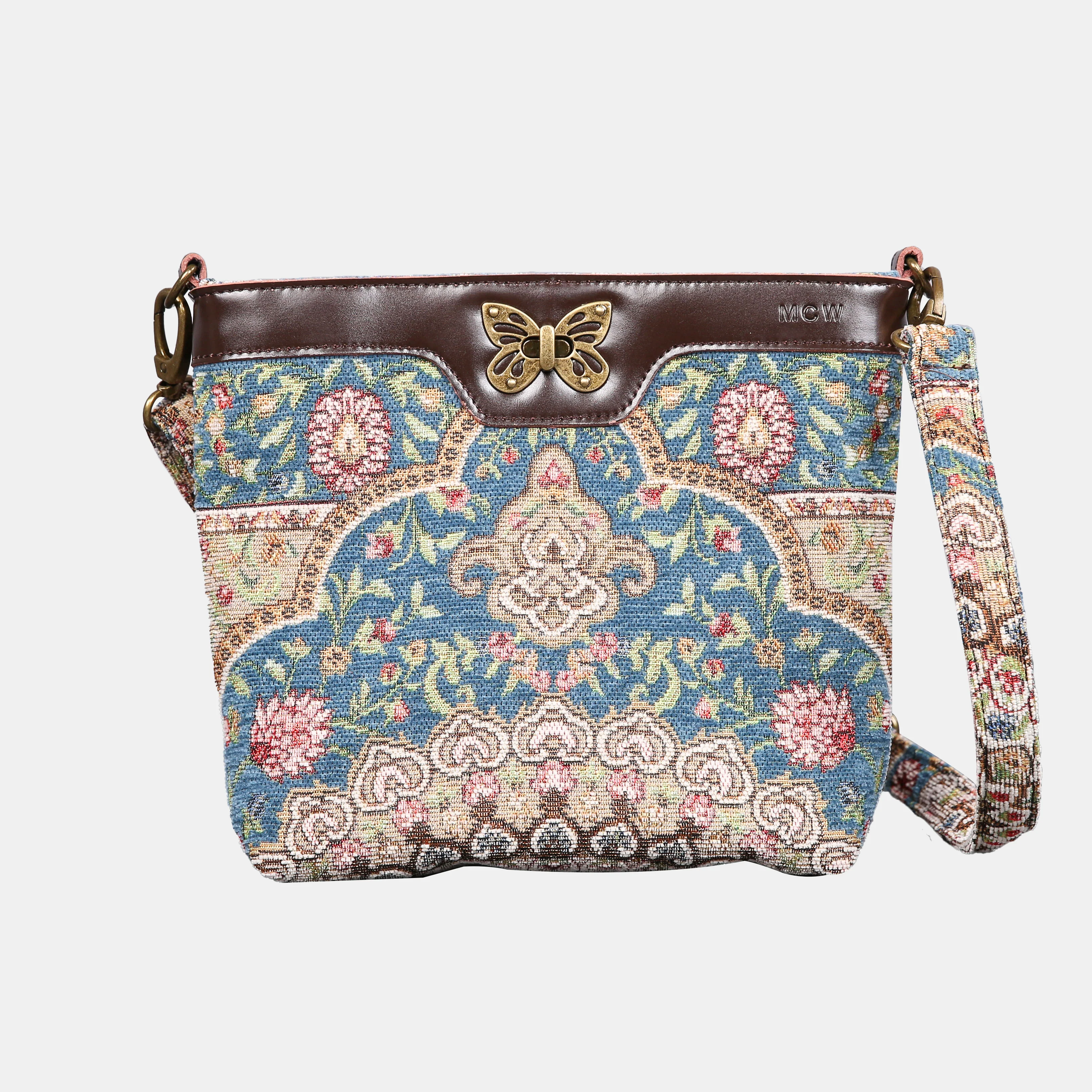 Oriental Blue Butterfly Crossbody Bag