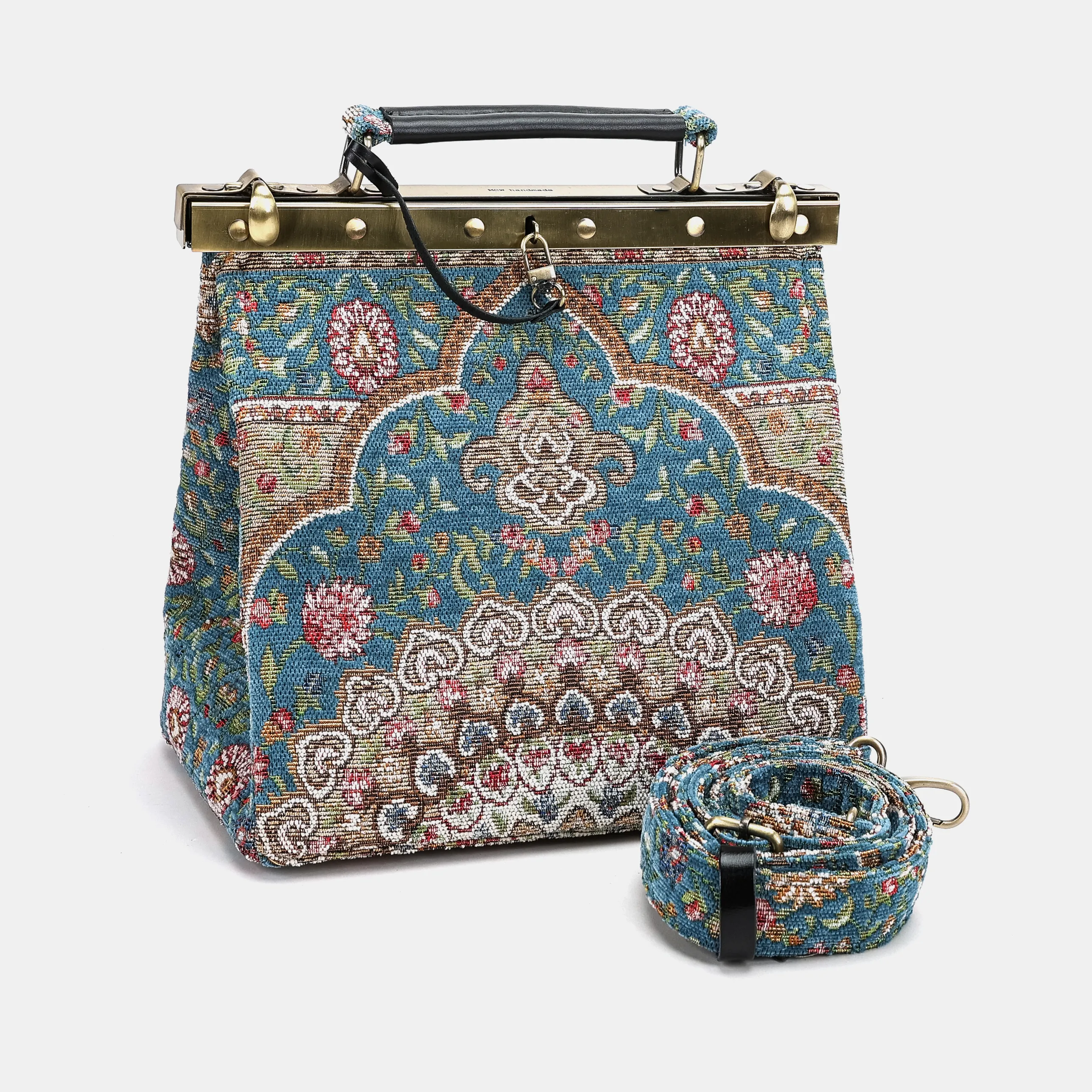 Oriental Blue Cecile Carpet Purse Gladstone Bag - Image 5