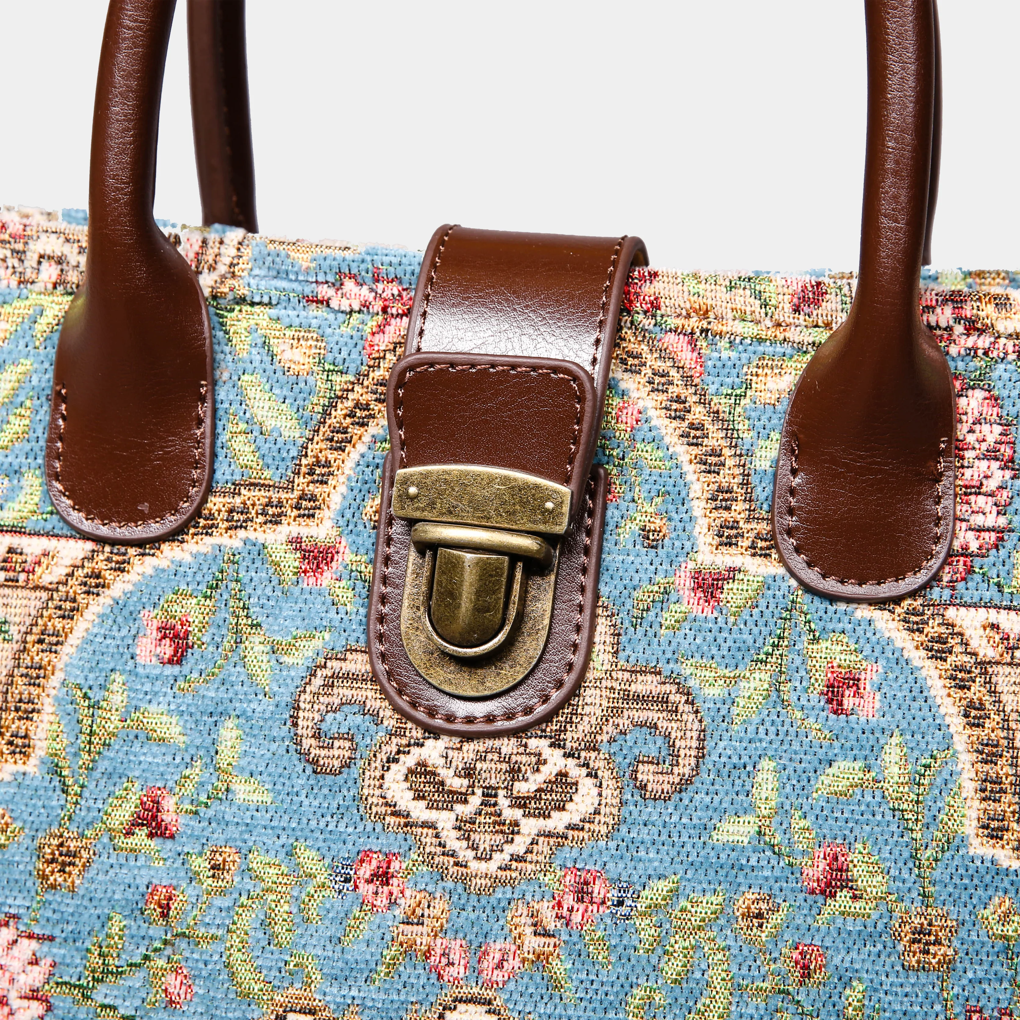 Oriental Blue Tuck Lock Carpet Satchel - Image 4