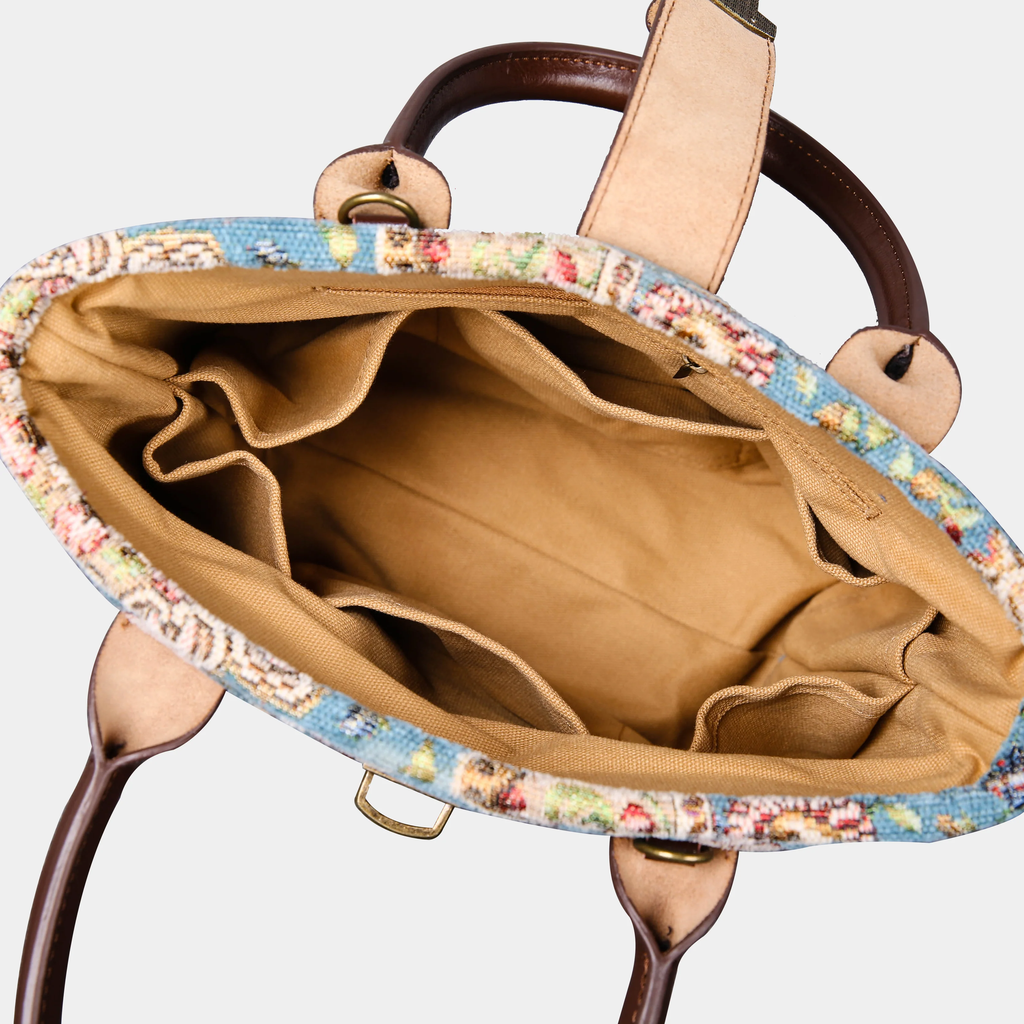 Oriental Blue Tuck Lock Carpet Satchel - Image 6
