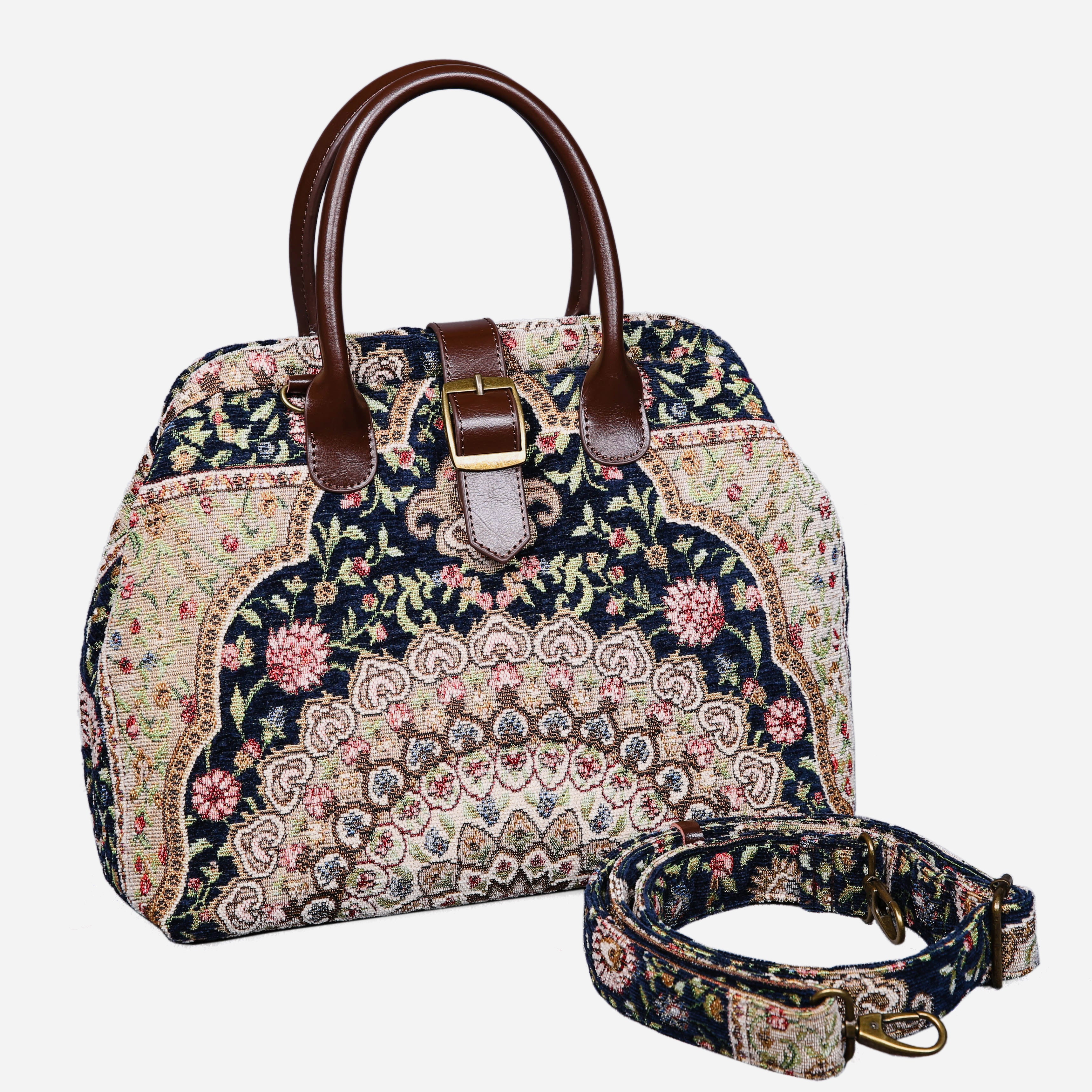 Oriental Navy Carpet Handbag Purse - Image 3
