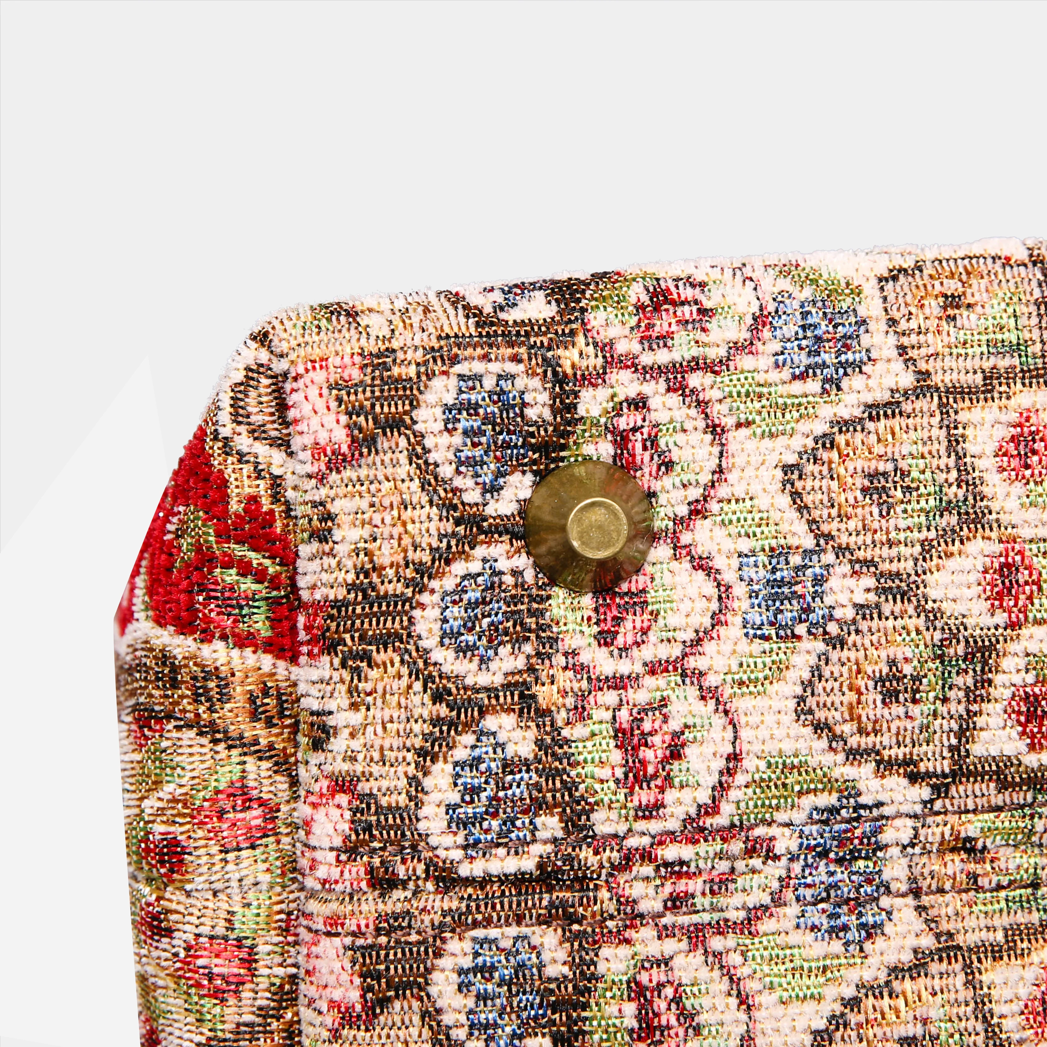 Oriental Red Tuck Lock Carpet Satchel - Image 5