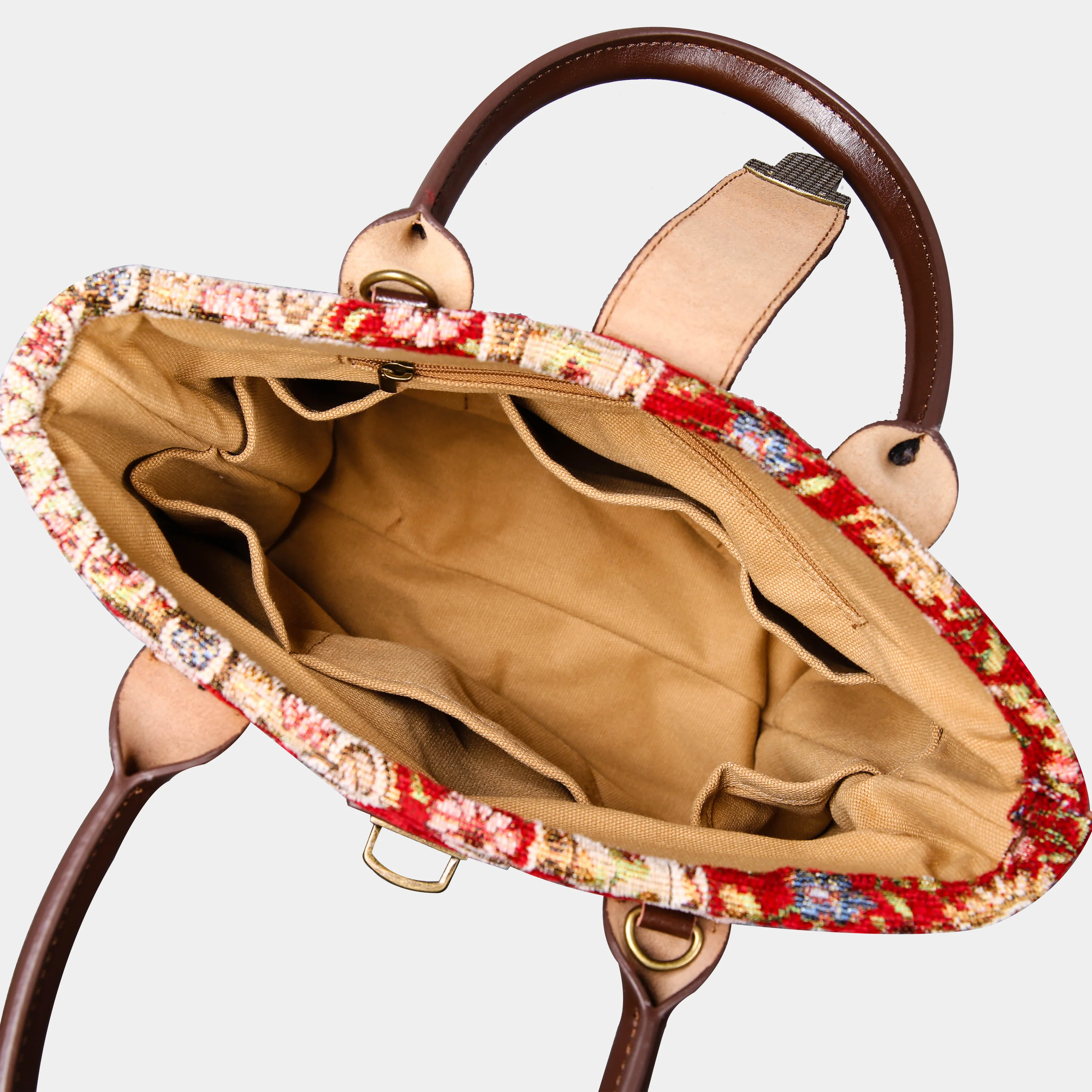 Oriental Red Tuck Lock Carpet Satchel - Image 6