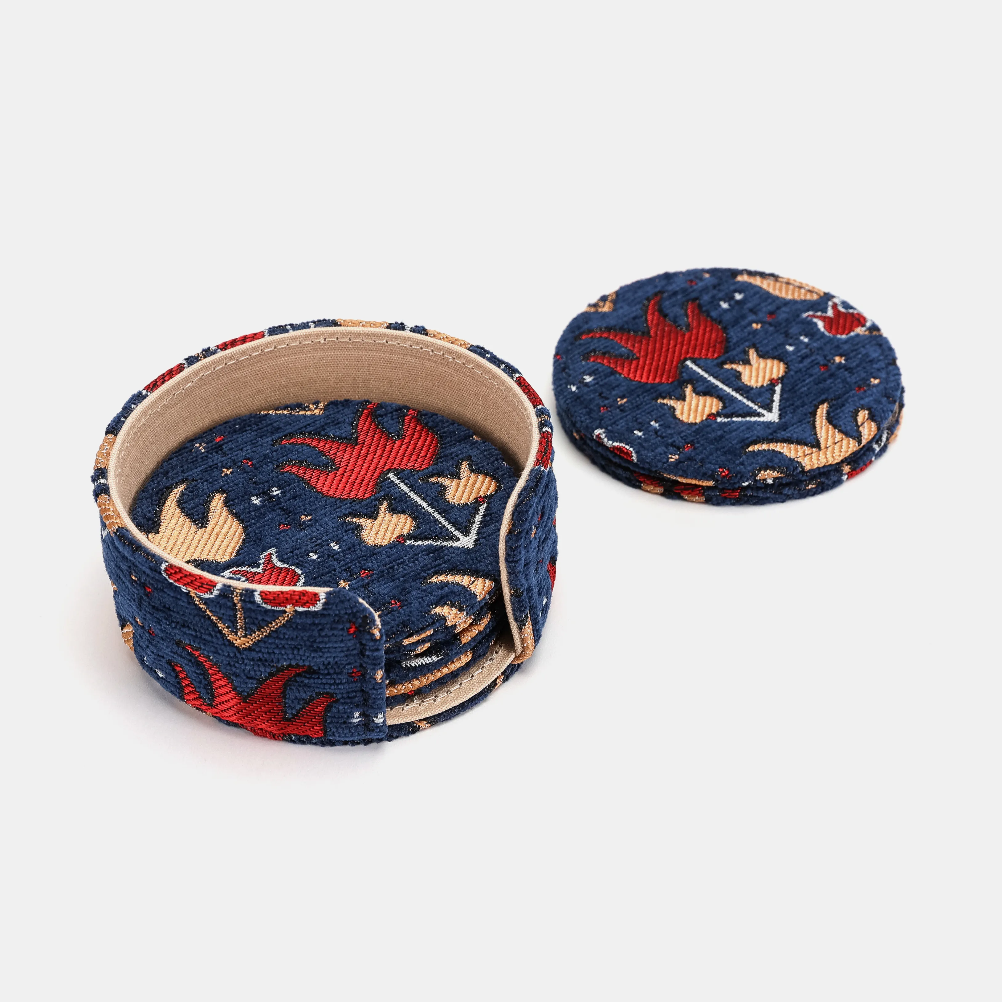 Poppy Bloom Round Coaster Set with Holder - Image 6