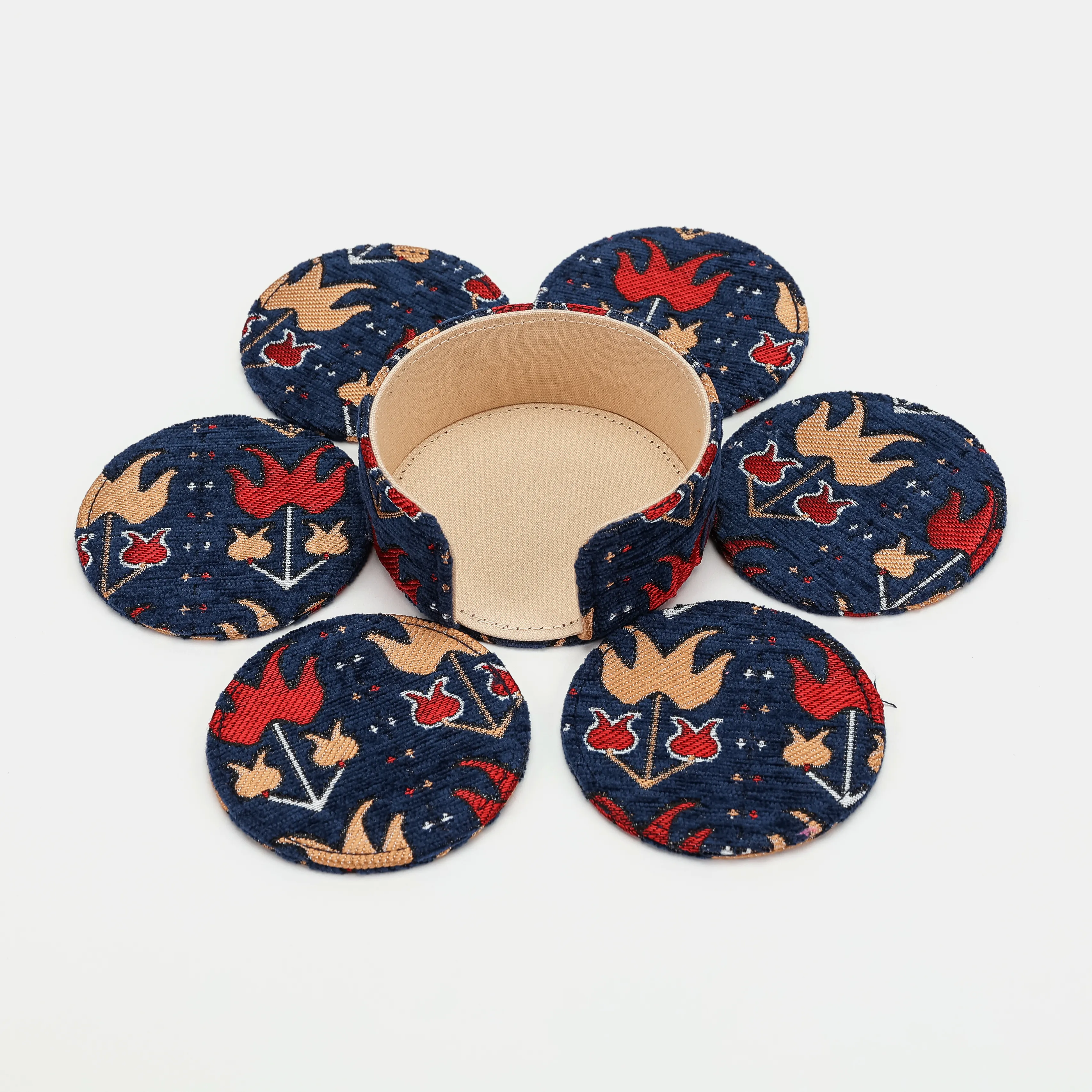 Poppy Bloom Round Coaster Set with Holder - Image 7