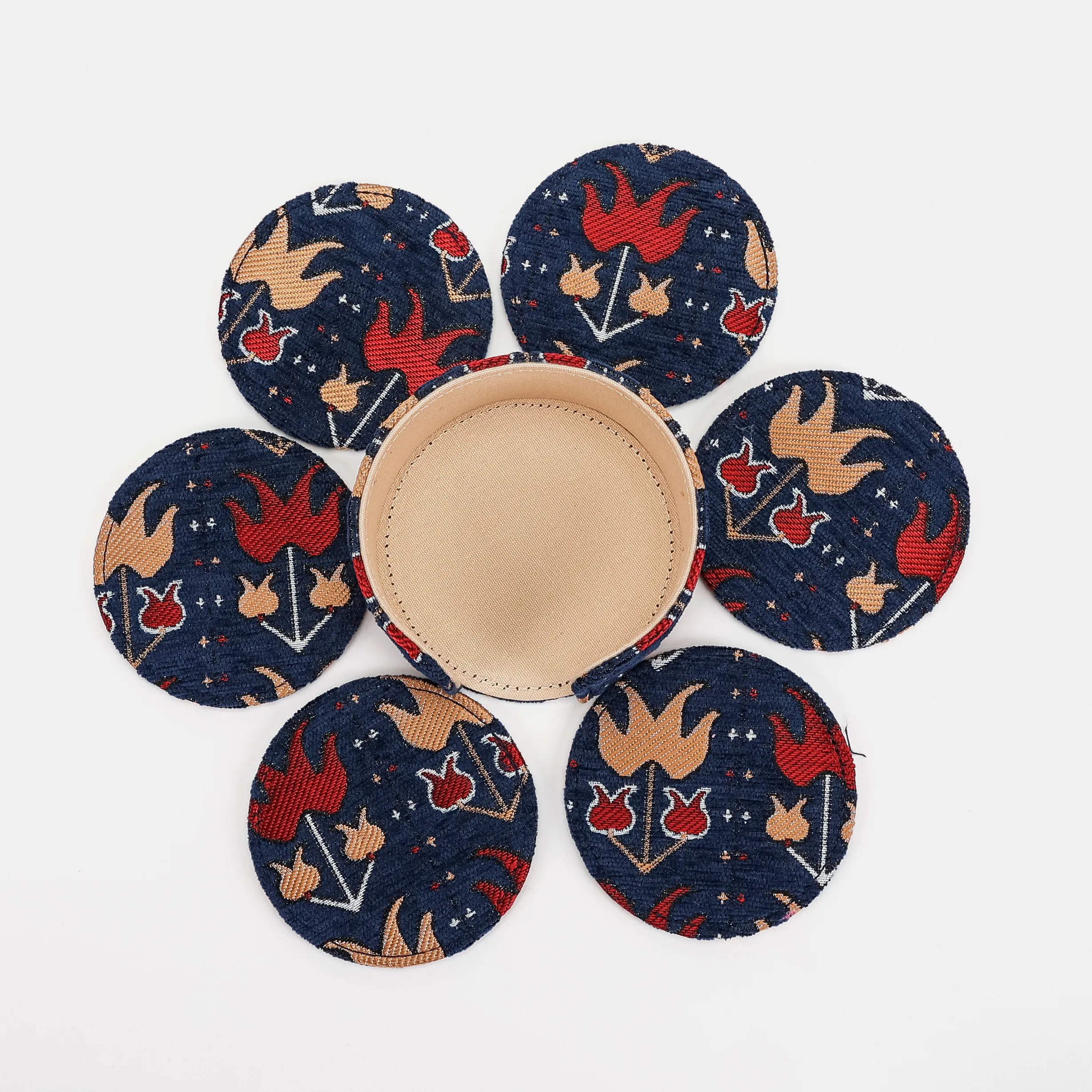 Poppy Bloom Round Coaster Set with Holder - Image 8