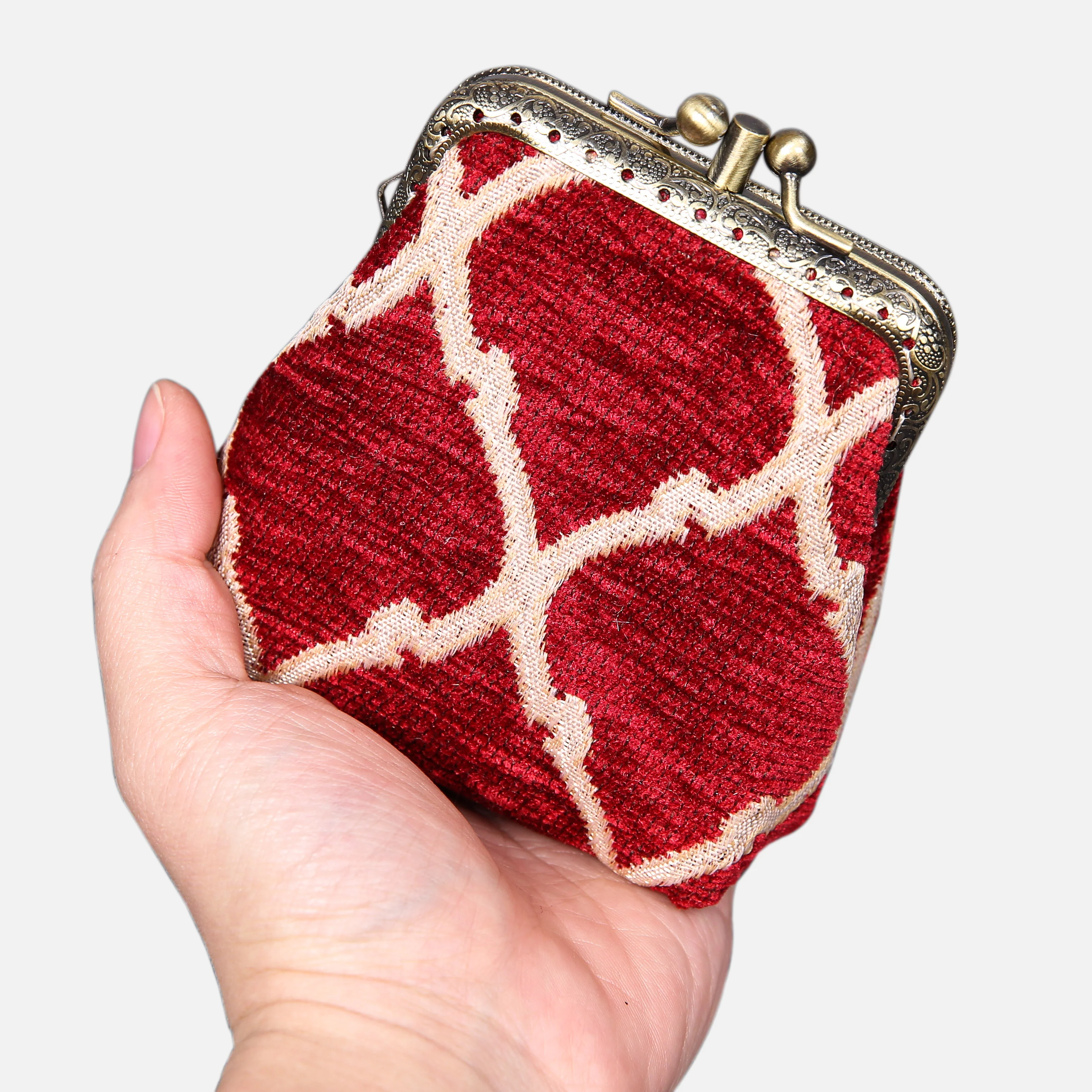 Quartz Red Double Kiss Clasp Coin Purse