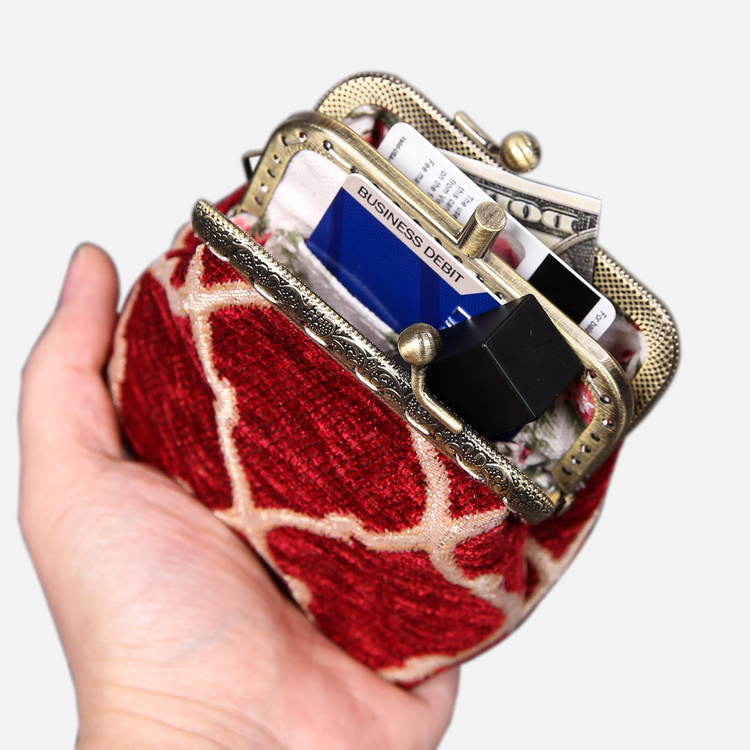 Quartz Red Double Kiss Clasp Coin Purse - Image 2