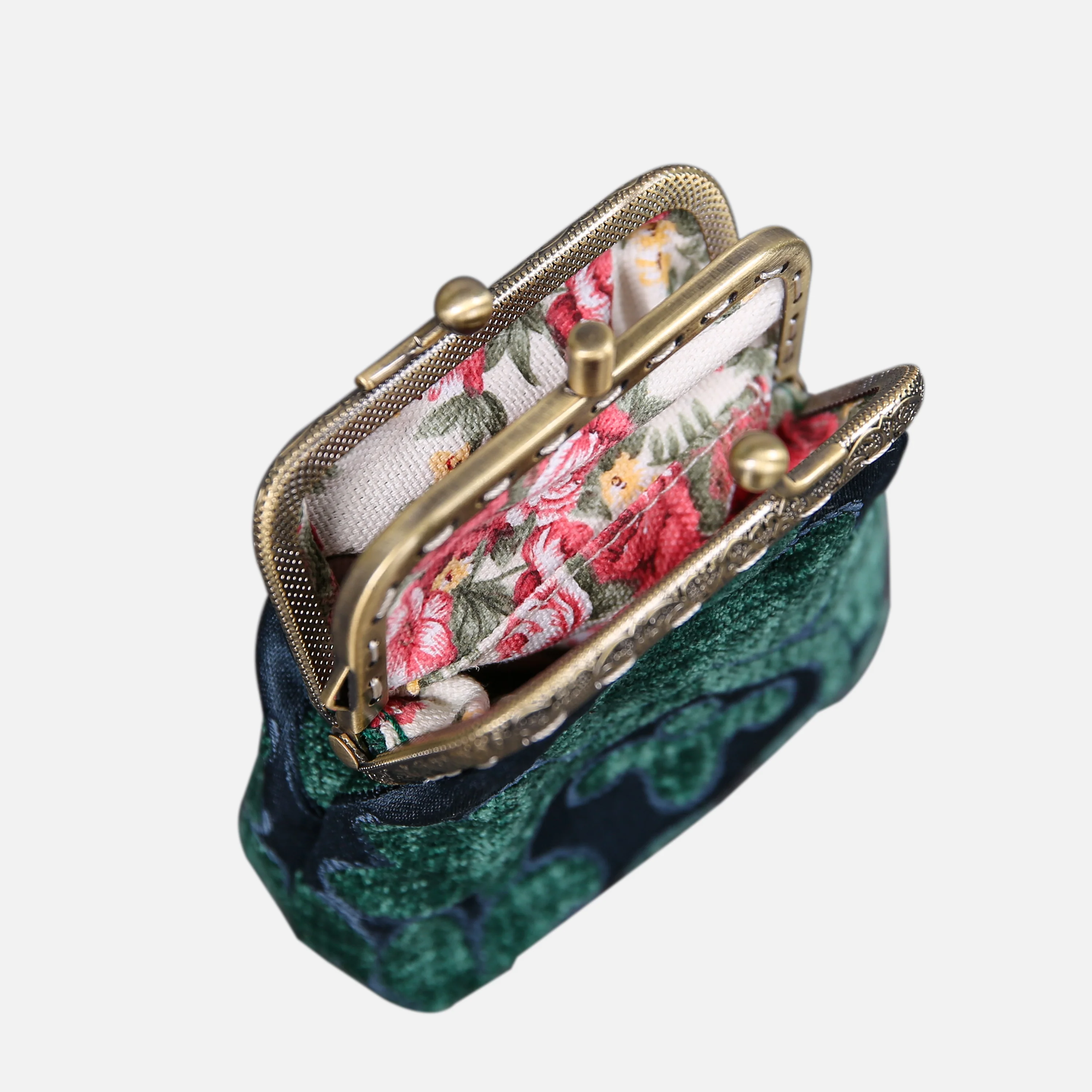 Queen Hunter Green Double Kiss Clasp Coin Purse - Image 4