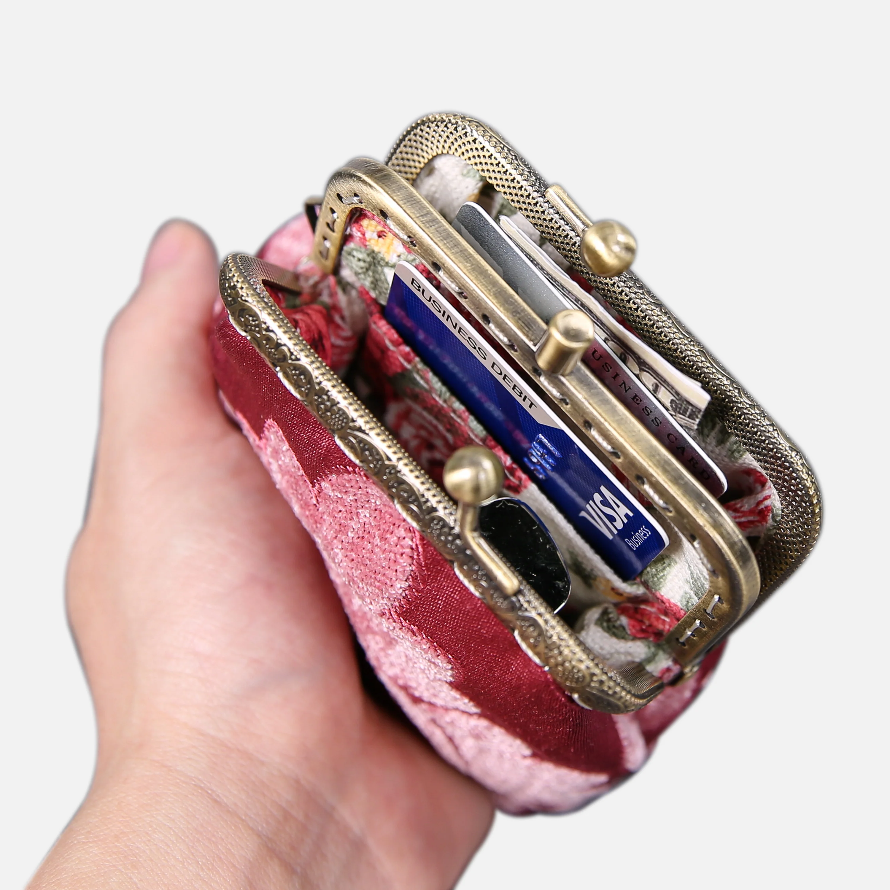Queen Rose Pink Double Kiss Clasp Coin Purse - Image 2