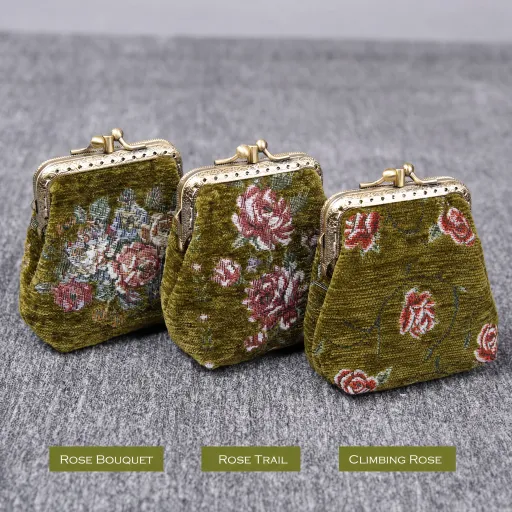 Rose Series Avocado Double Kiss Clasp Coin Purse - Image 10