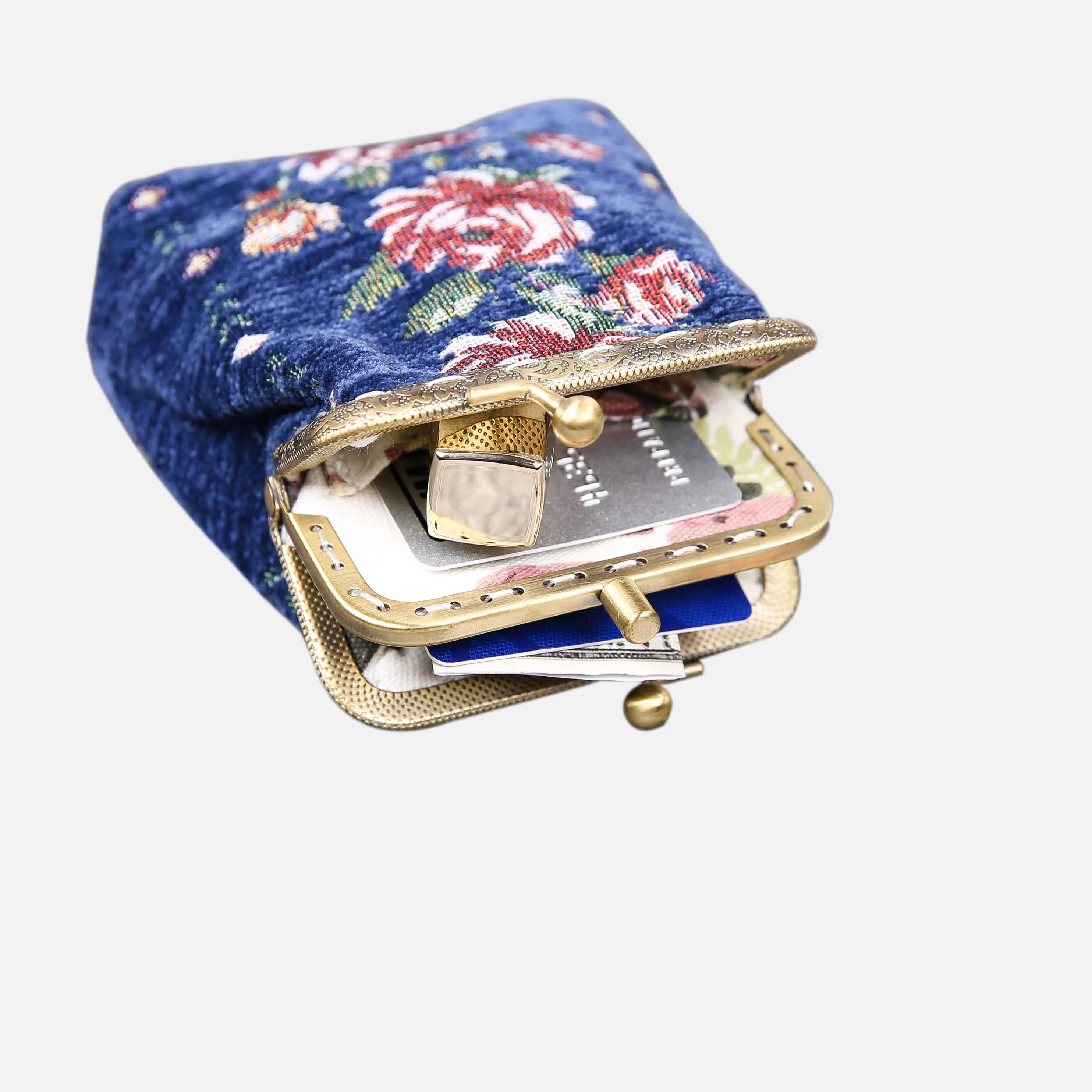 Rose Series Blue Double Kiss Clasp Coin Purse - Image 5