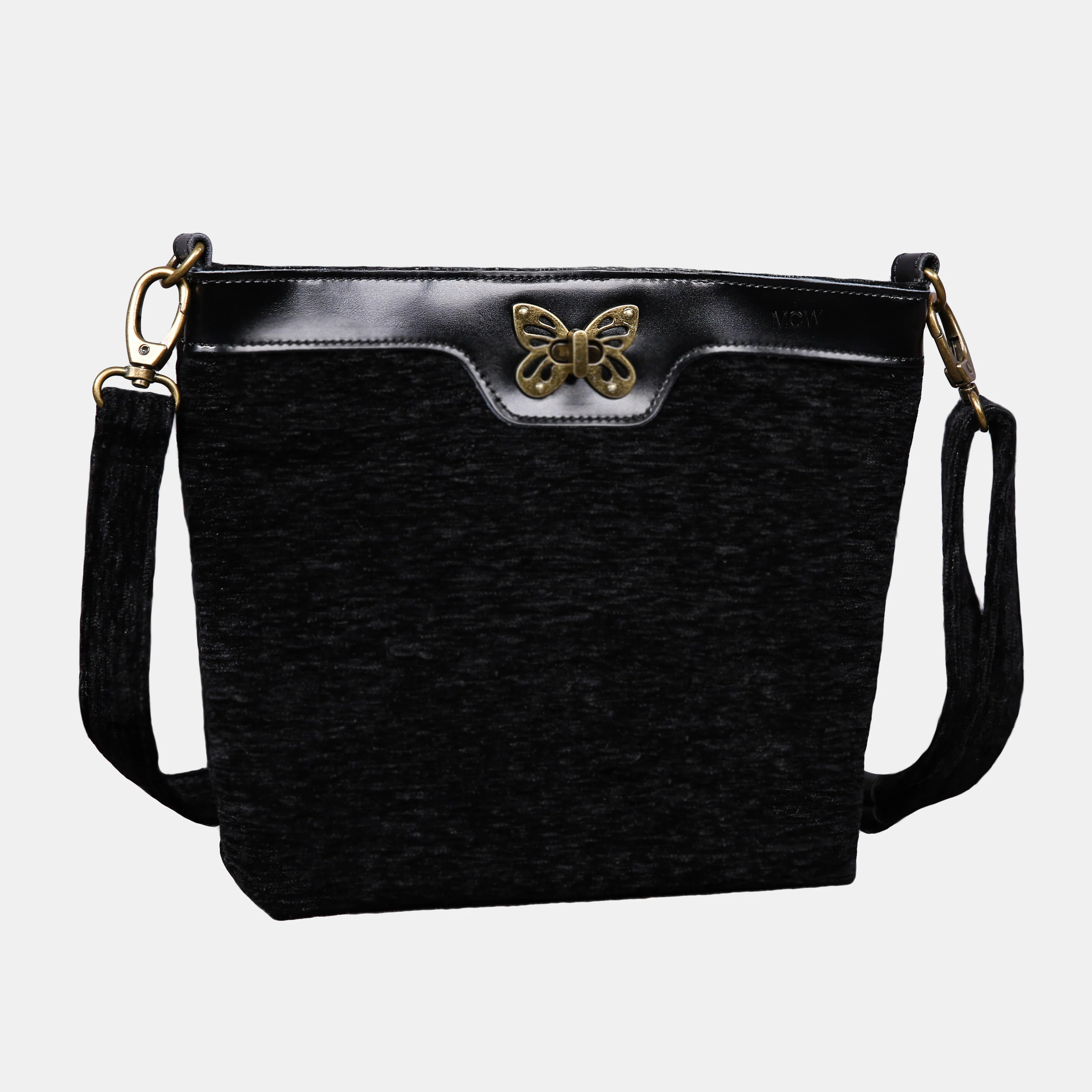 Solid Black Butterfly Crossbody Bag - Image 3