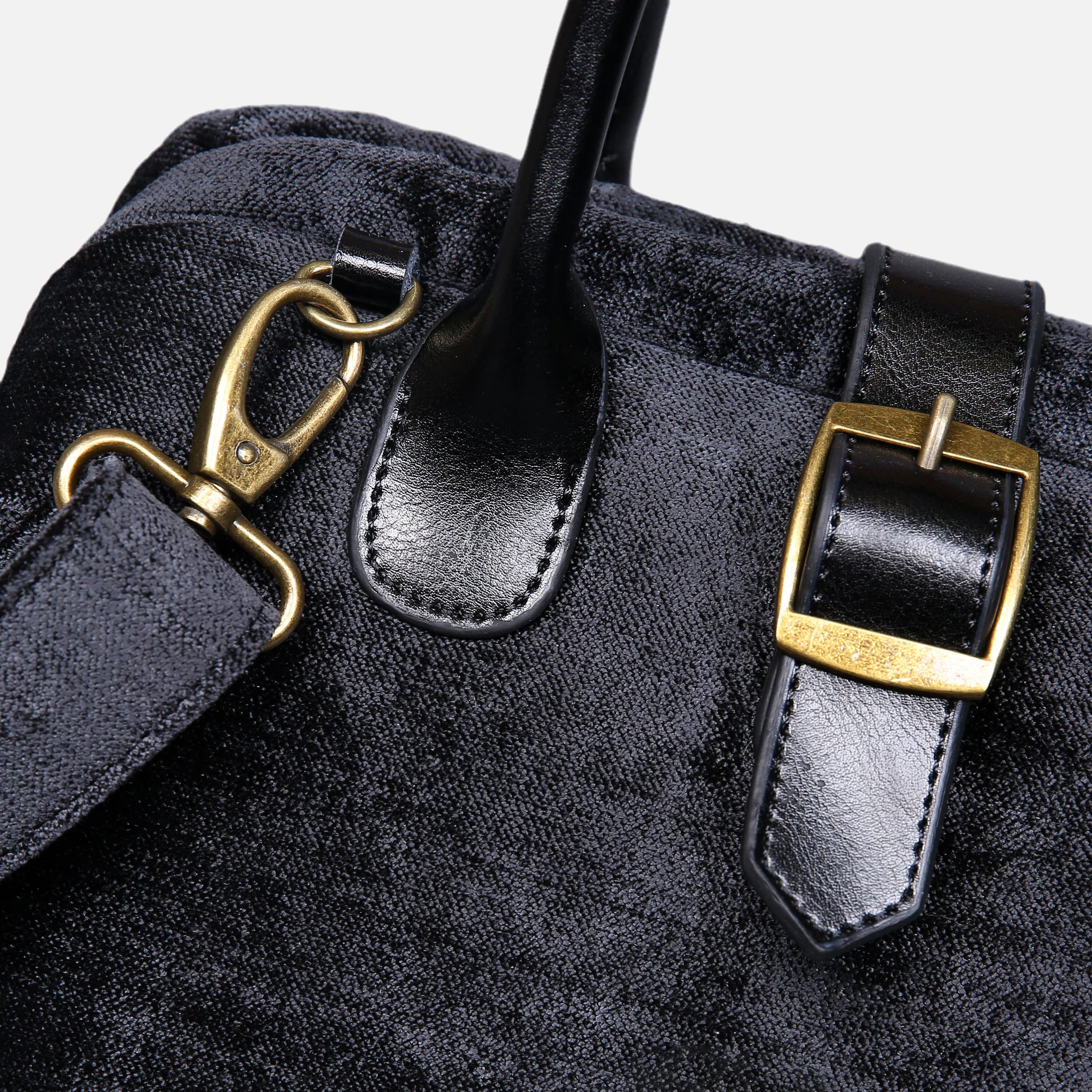 Solid Black Carpet Handbag Purse - Image 8
