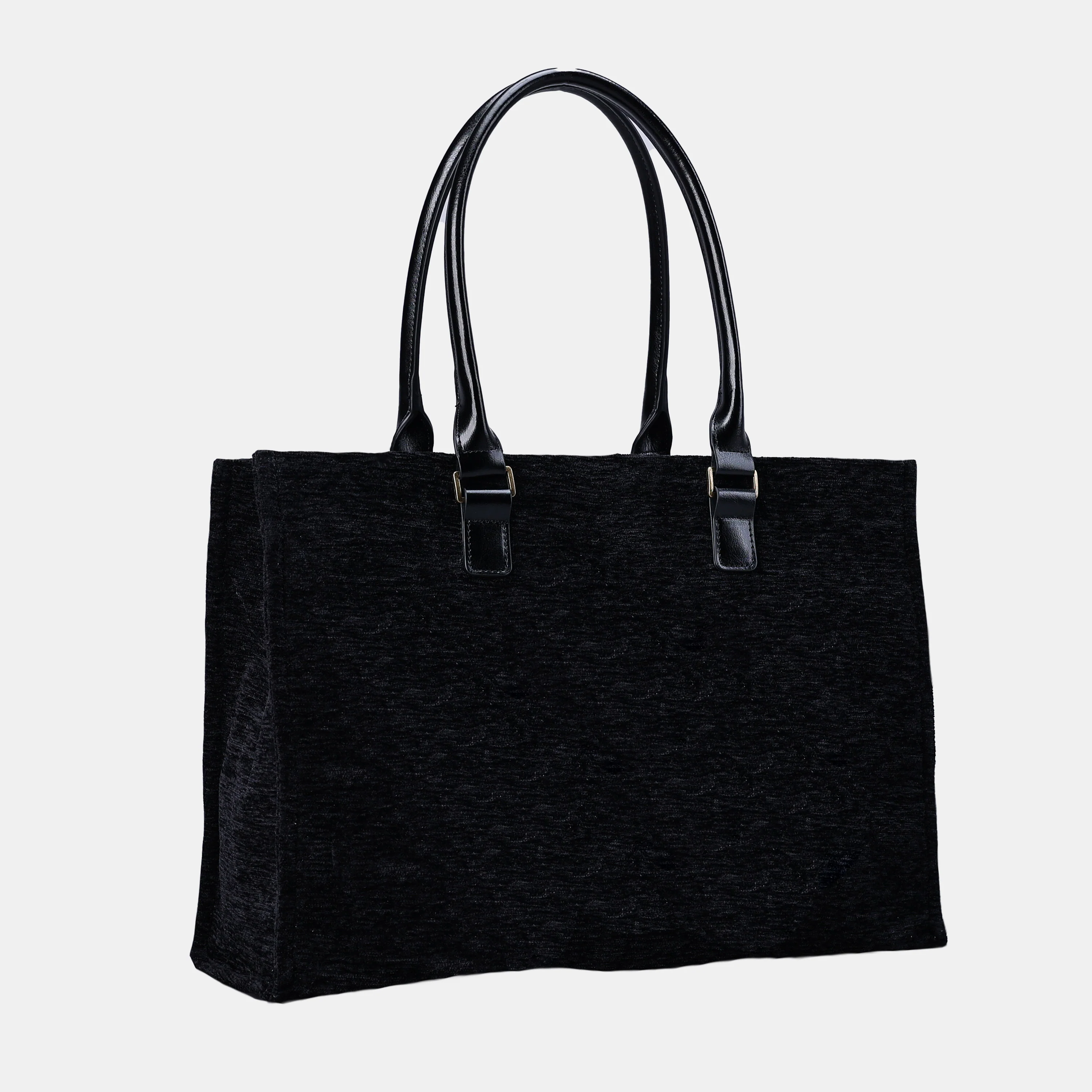 Solid Black Laptop Work Tote - Image 2