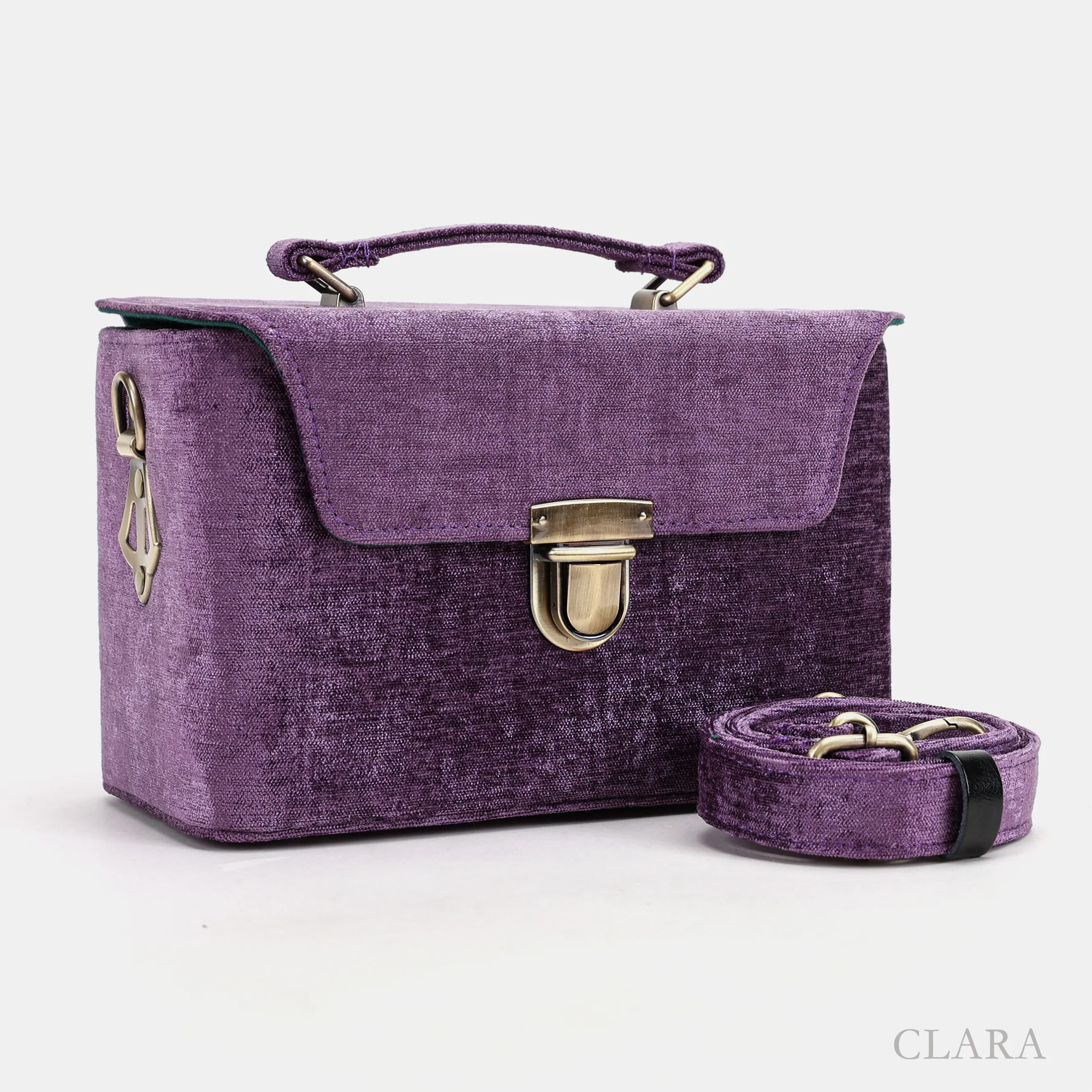 Solid Purple Clara Medium Train Case Purse